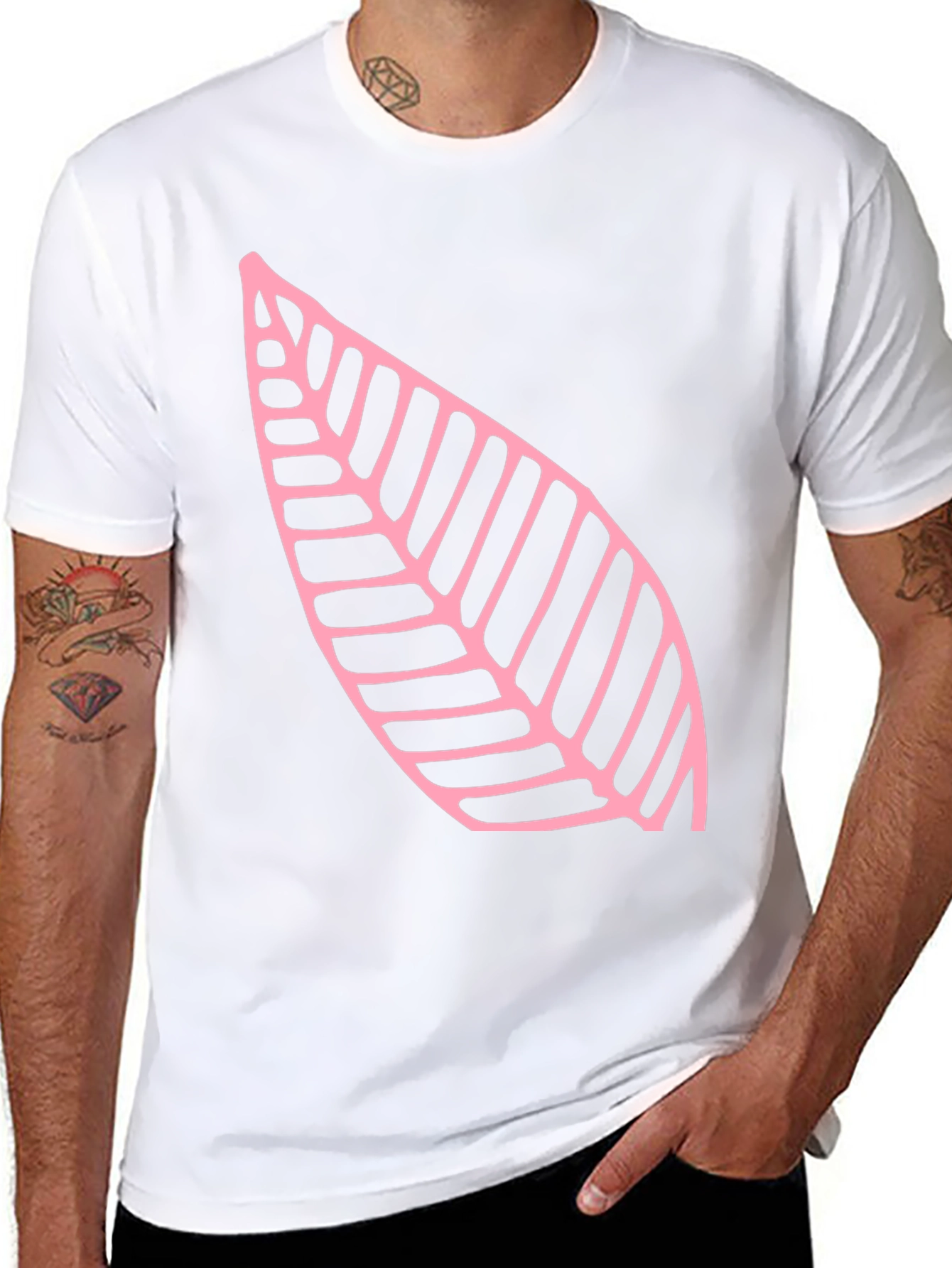 Leaf Print Black T-Shirt