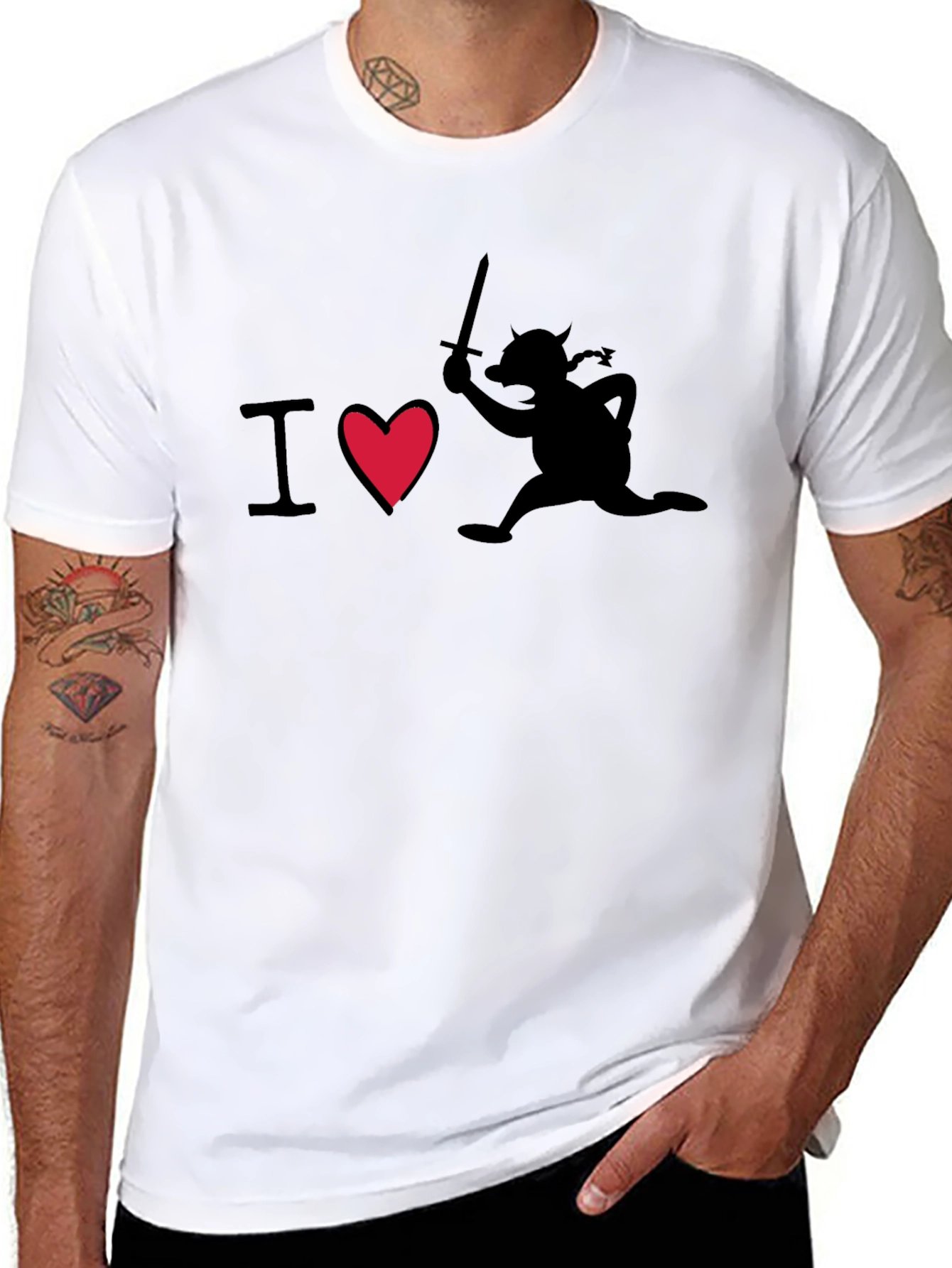 I Heart Running Viking Funny Graphic T-Shirt