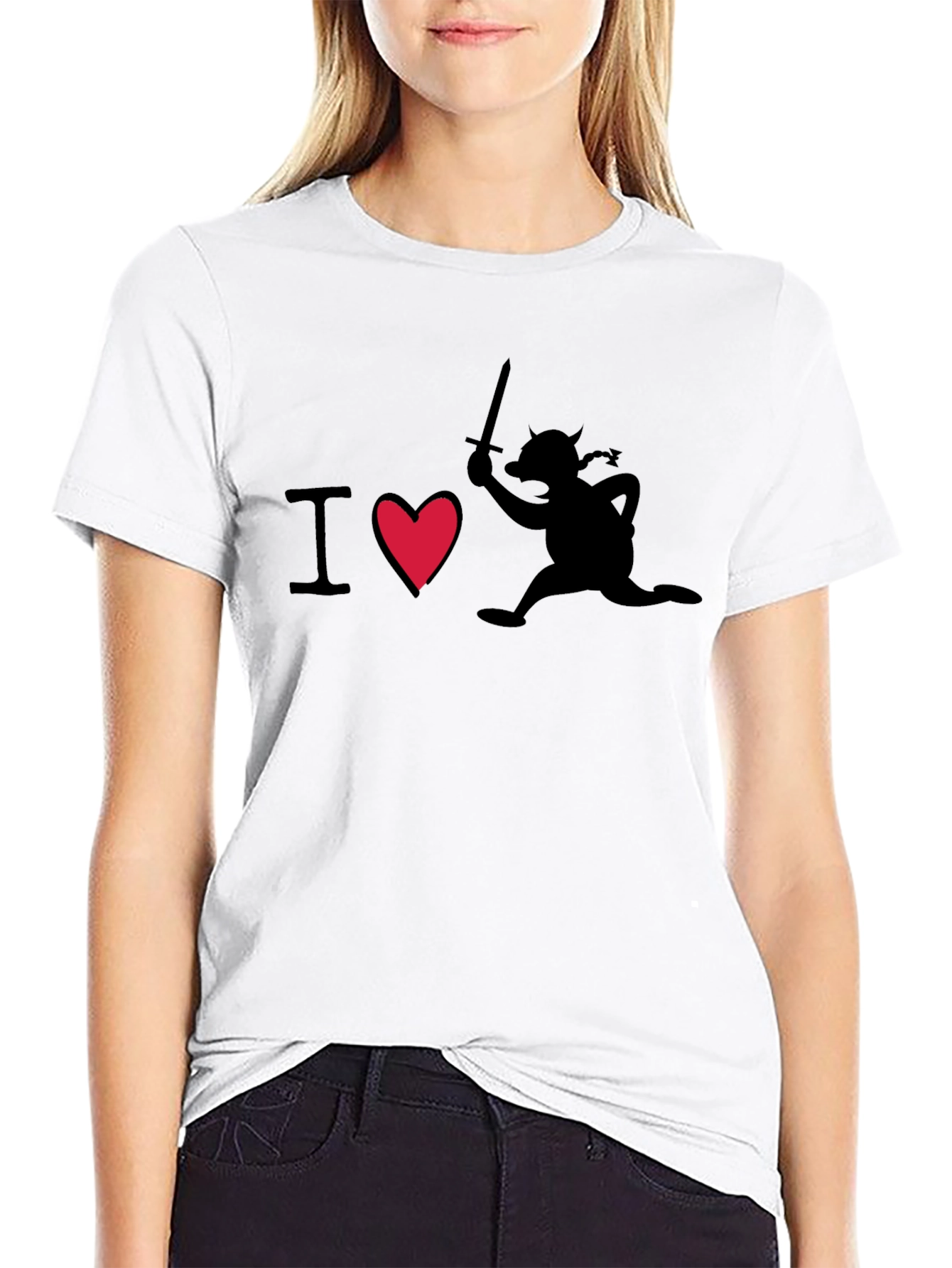 I Heart Running Viking Funny Graphic T-Shirt