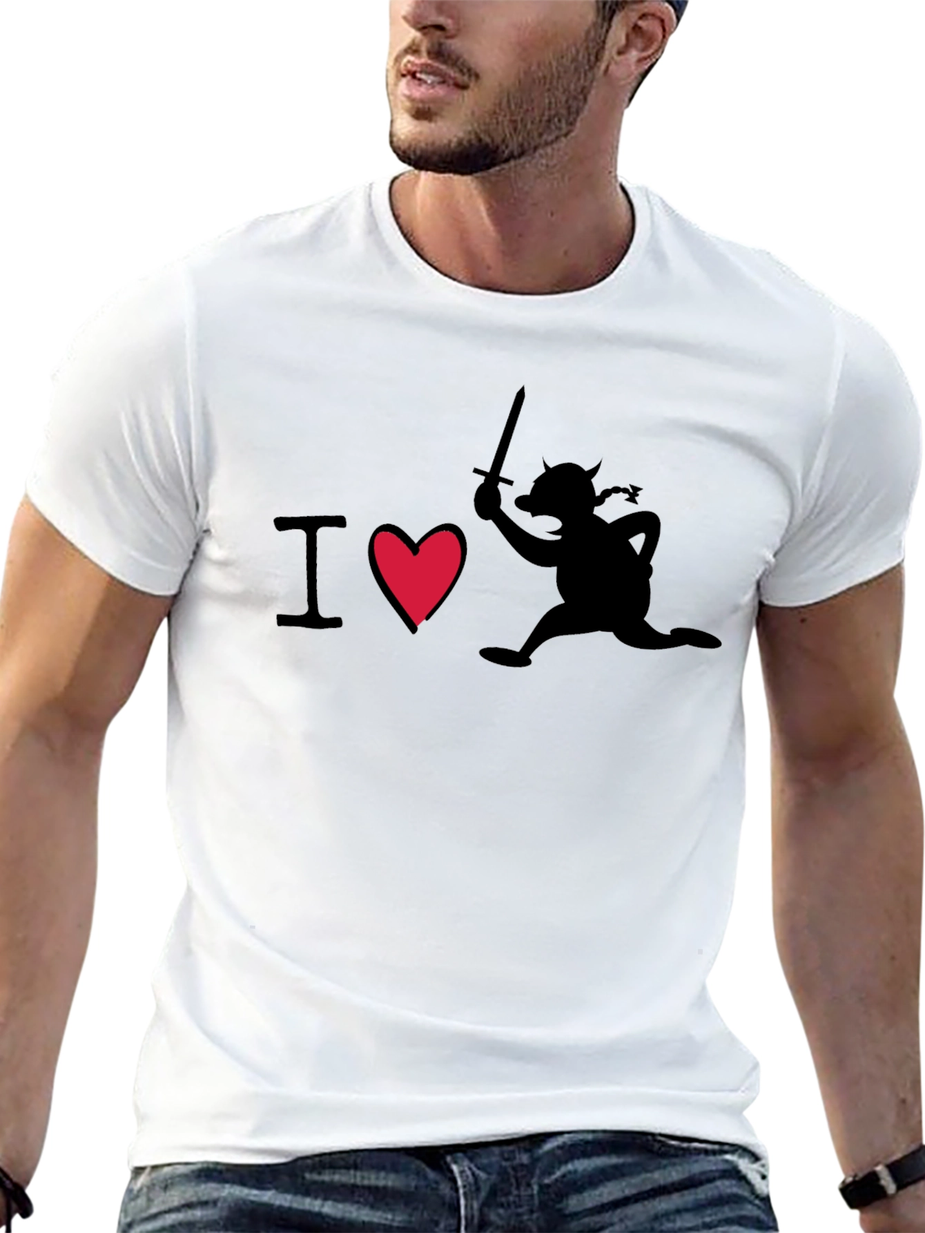 I Heart Running Viking Funny Graphic T-Shirt