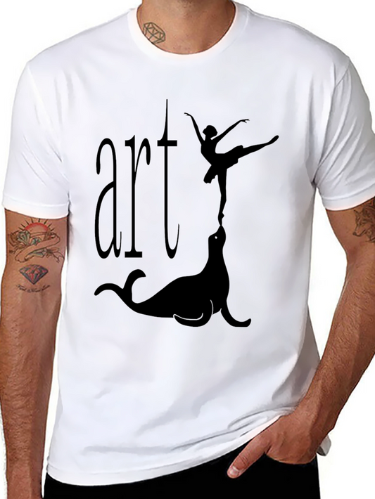 Artistic Seal and Ballerina Graphic T-Shirt