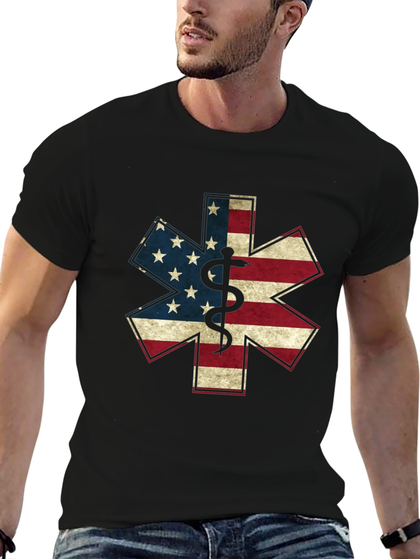 American Flag Star of Life EMT/Paramedic Graphic T-Shirt