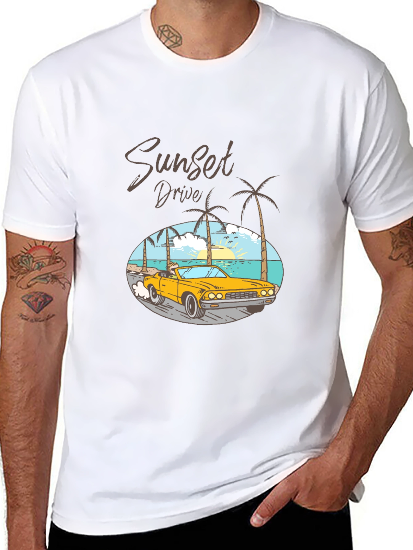 Sunset Drive Graphic T-Shirt - Classic Car