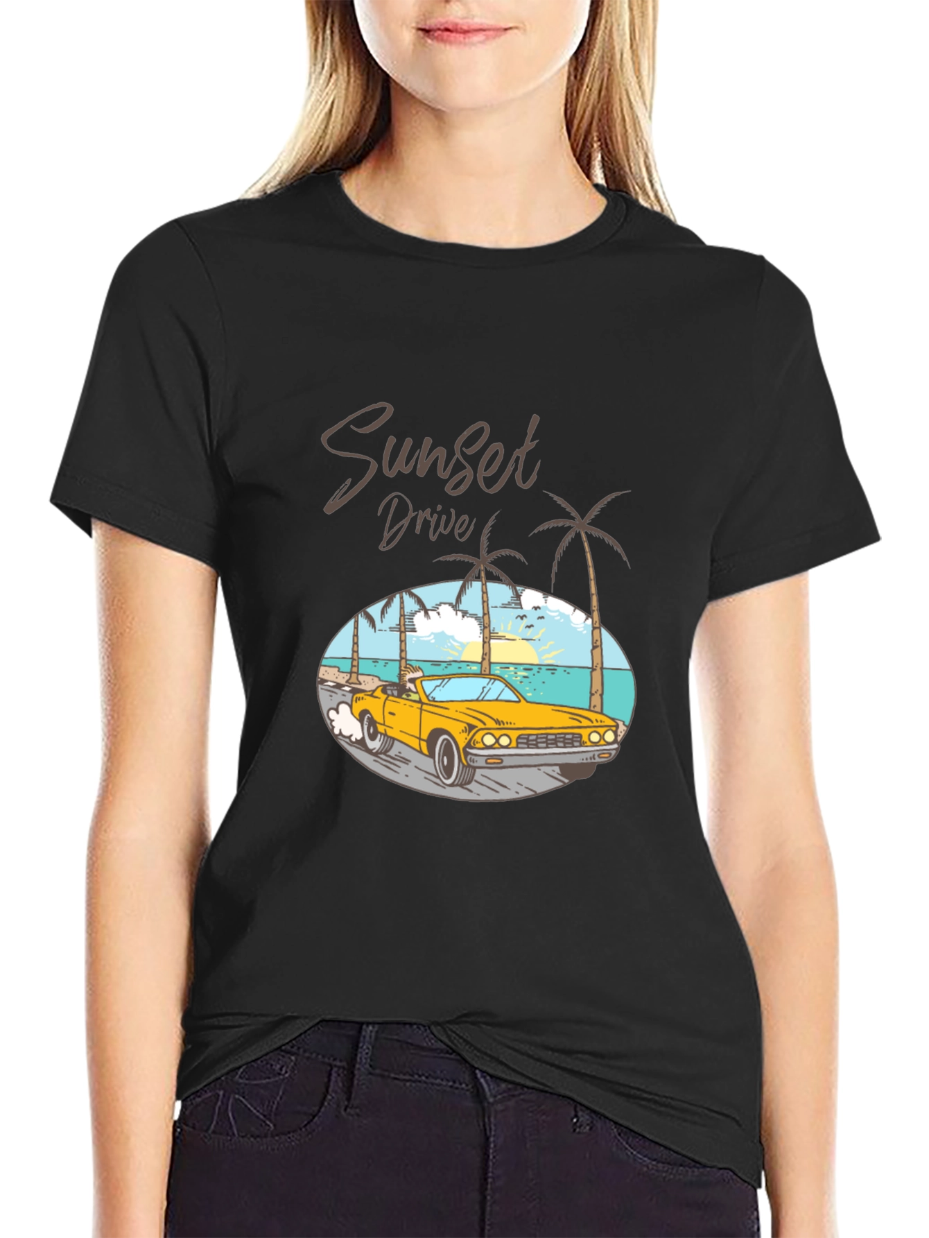 Sunset Drive Graphic T-Shirt - Classic Car