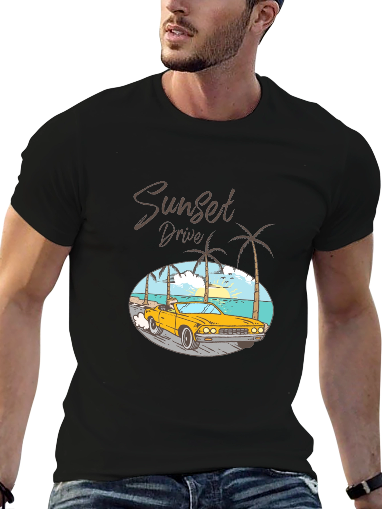 Sunset Drive Graphic T-Shirt - Classic Car