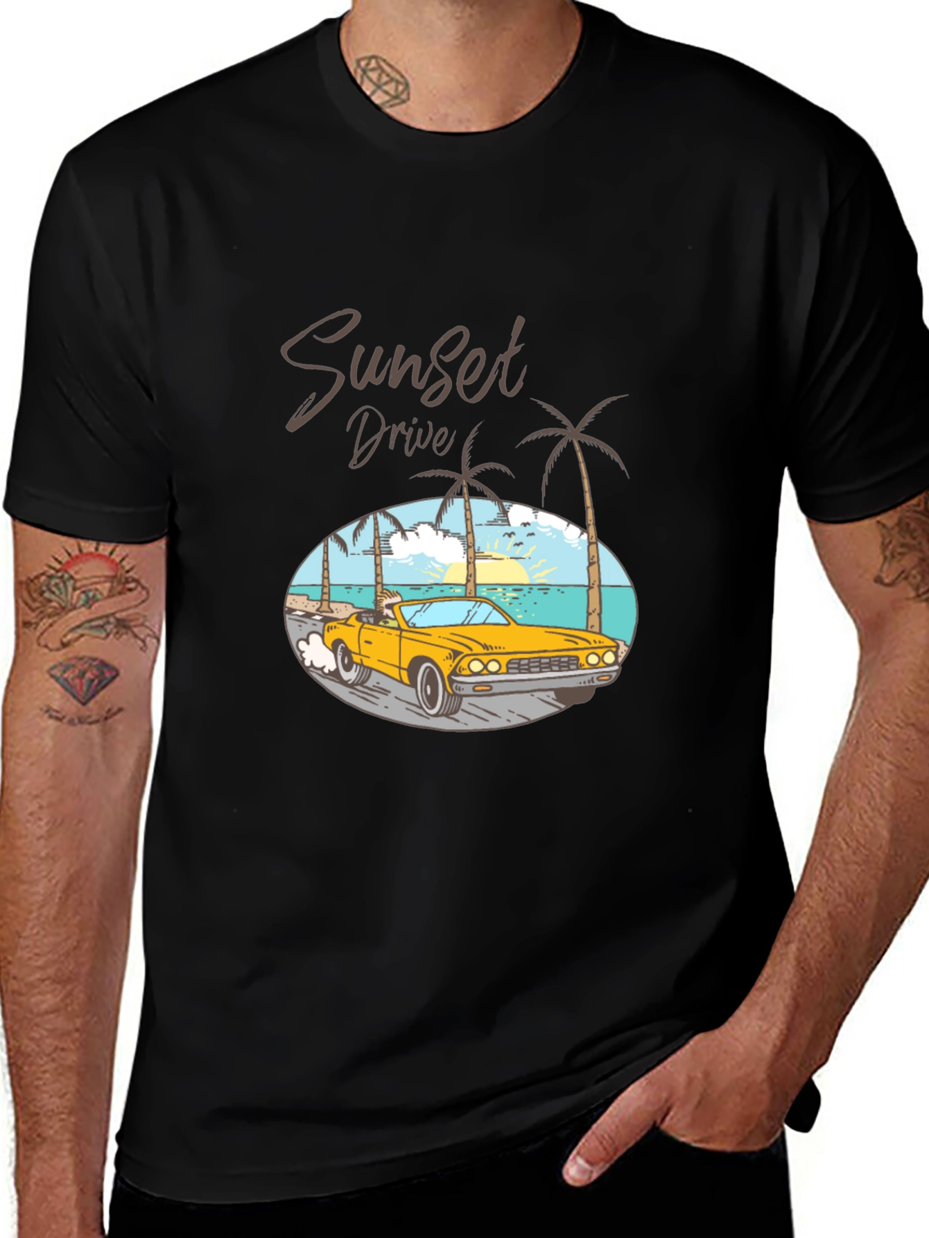 Sunset Drive Graphic T-Shirt - Classic Car
