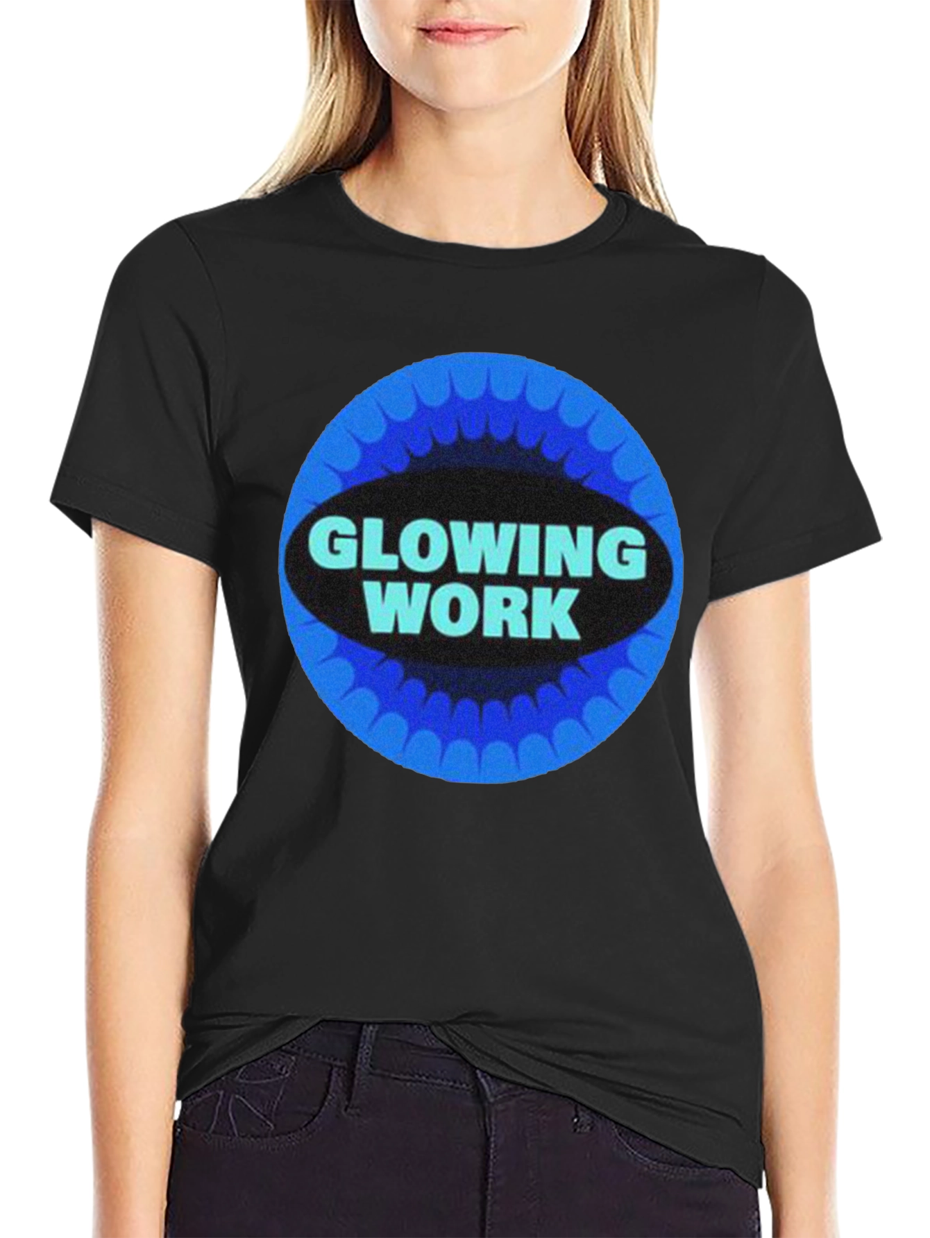 Glowing Work Graphic Tee - Retro Style