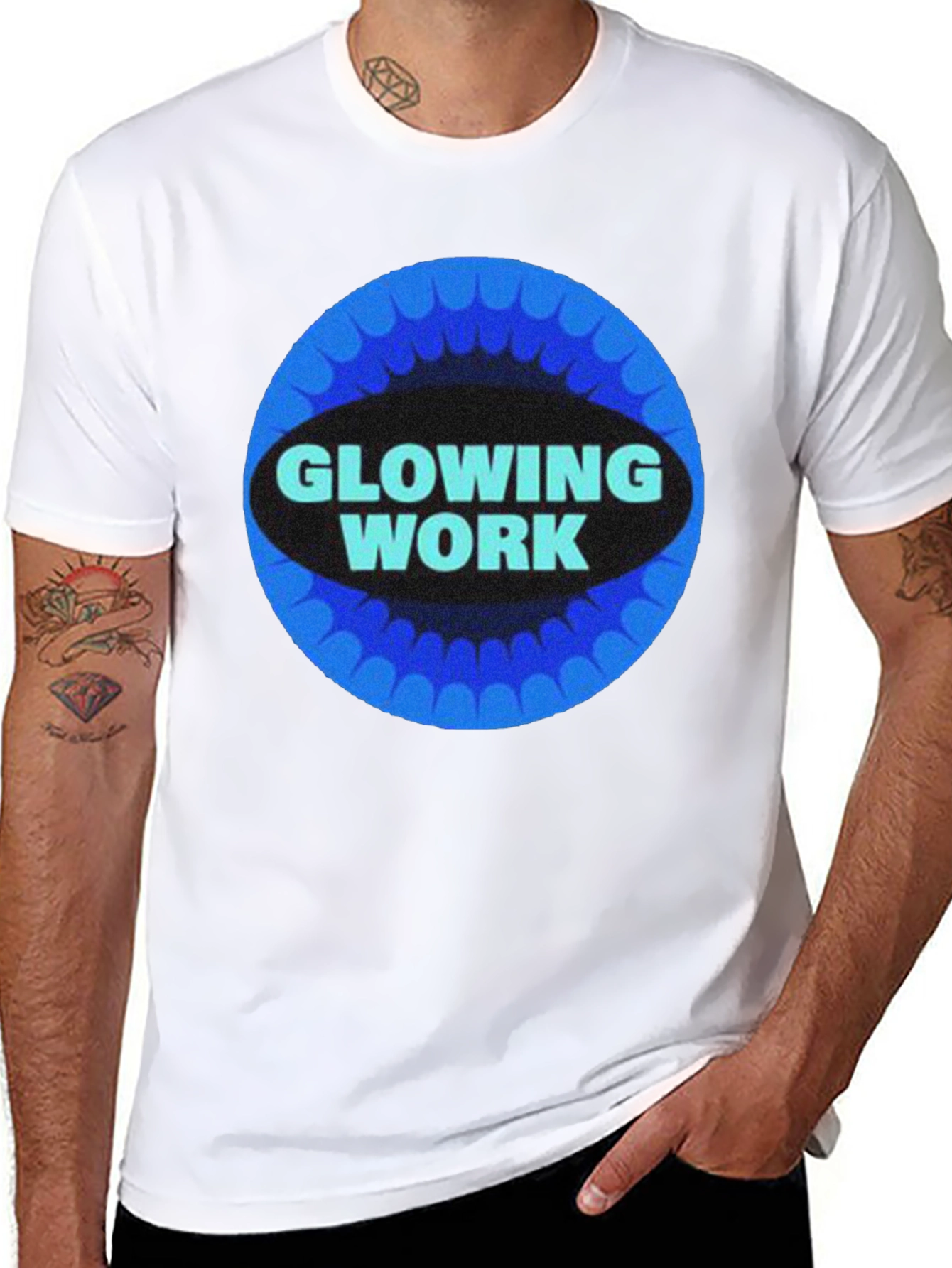 Glowing Work Graphic Tee - Retro Style