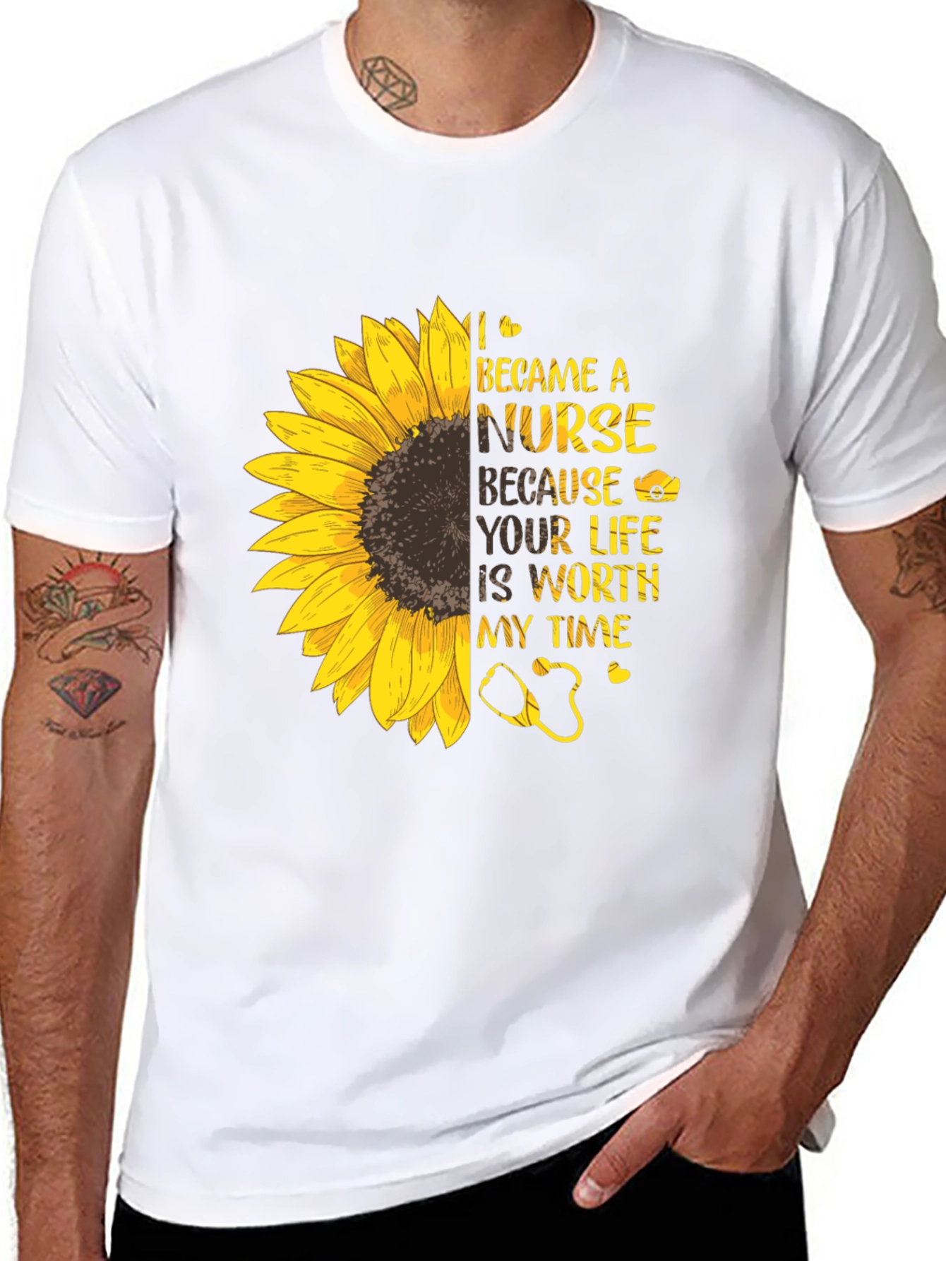 Nurse Sunflower Graphic Tee - Inspiring & Stylish