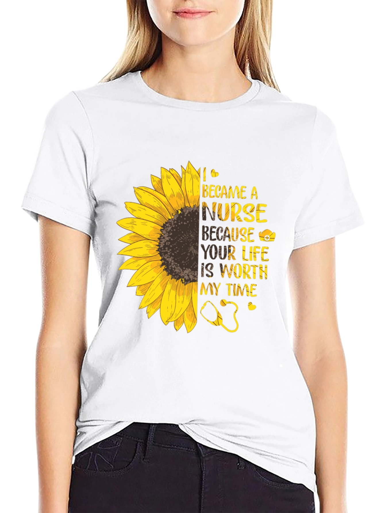 Nurse Sunflower Graphic Tee - Inspiring & Stylish