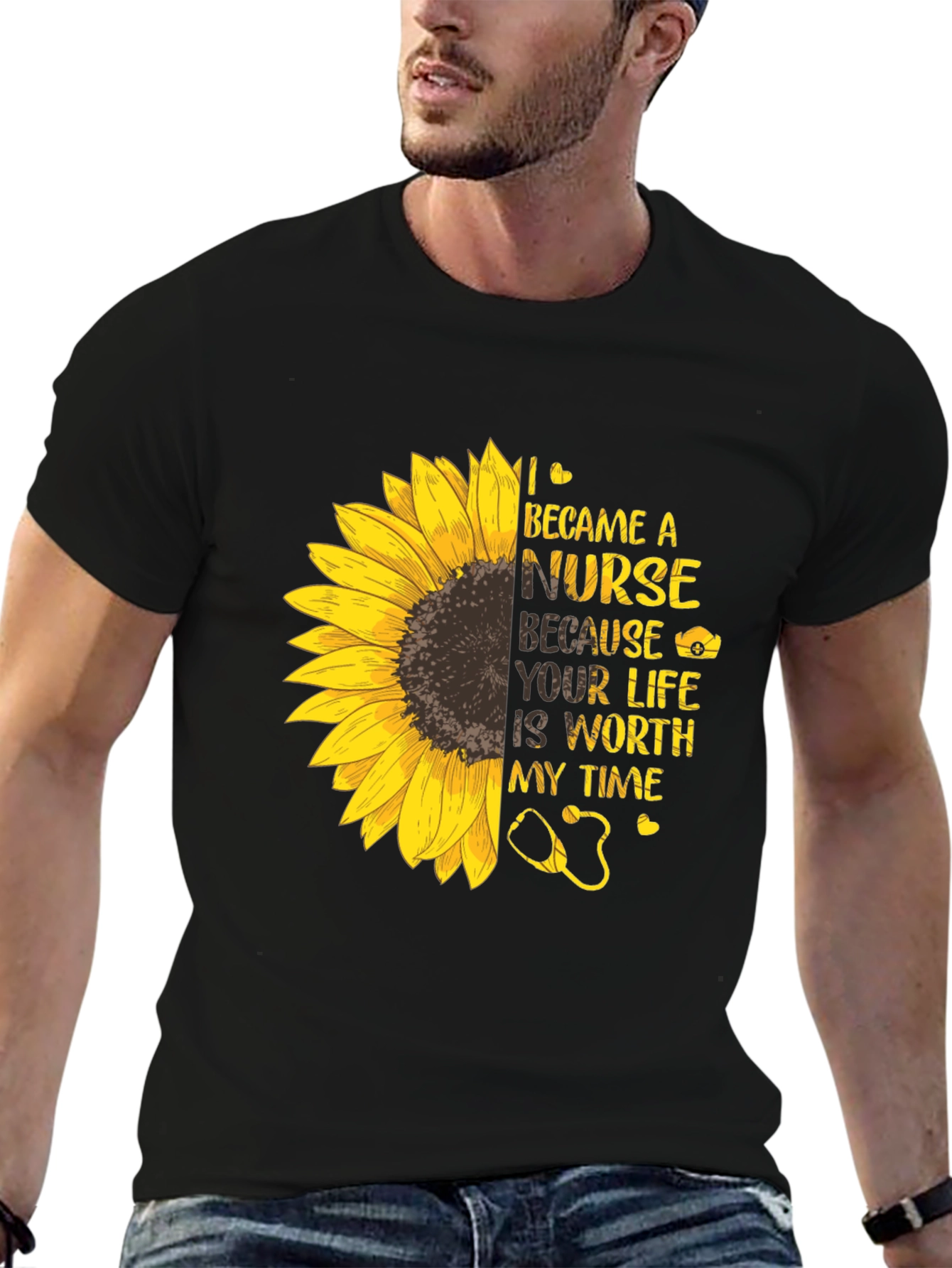 Nurse Sunflower Graphic Tee - Inspiring & Stylish