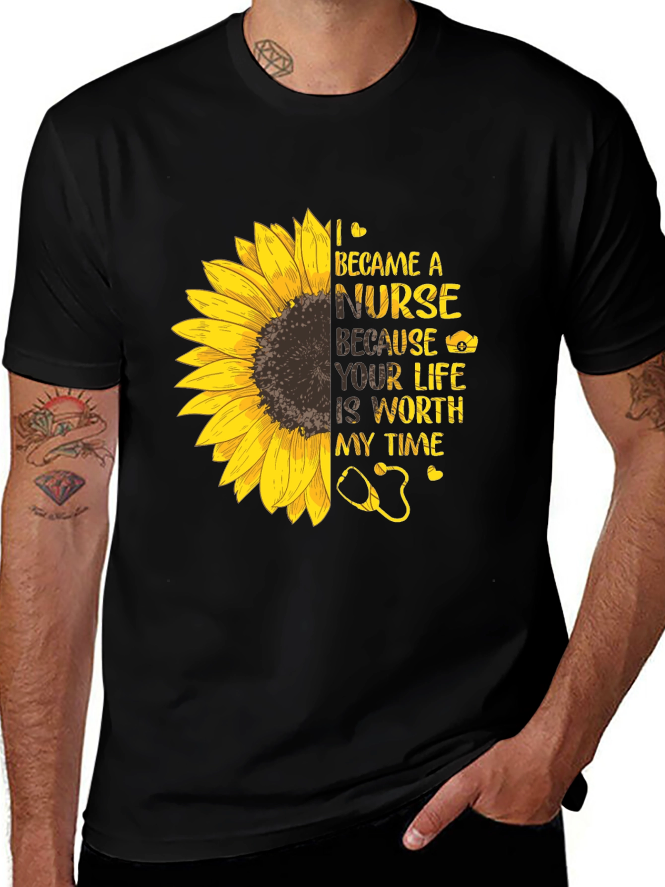 Nurse Sunflower Graphic Tee - Inspiring & Stylish