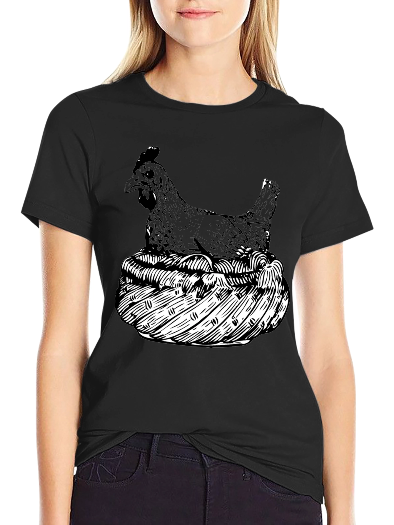 Chicken Nest Graphic Tee - Black