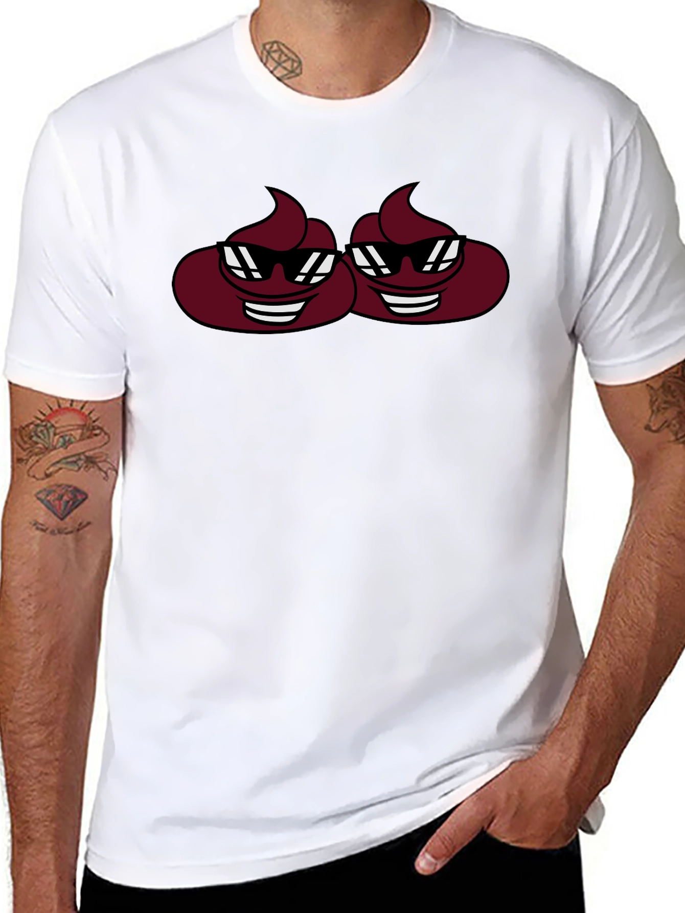 Cool Poo Emoji Graphic Tee - Black