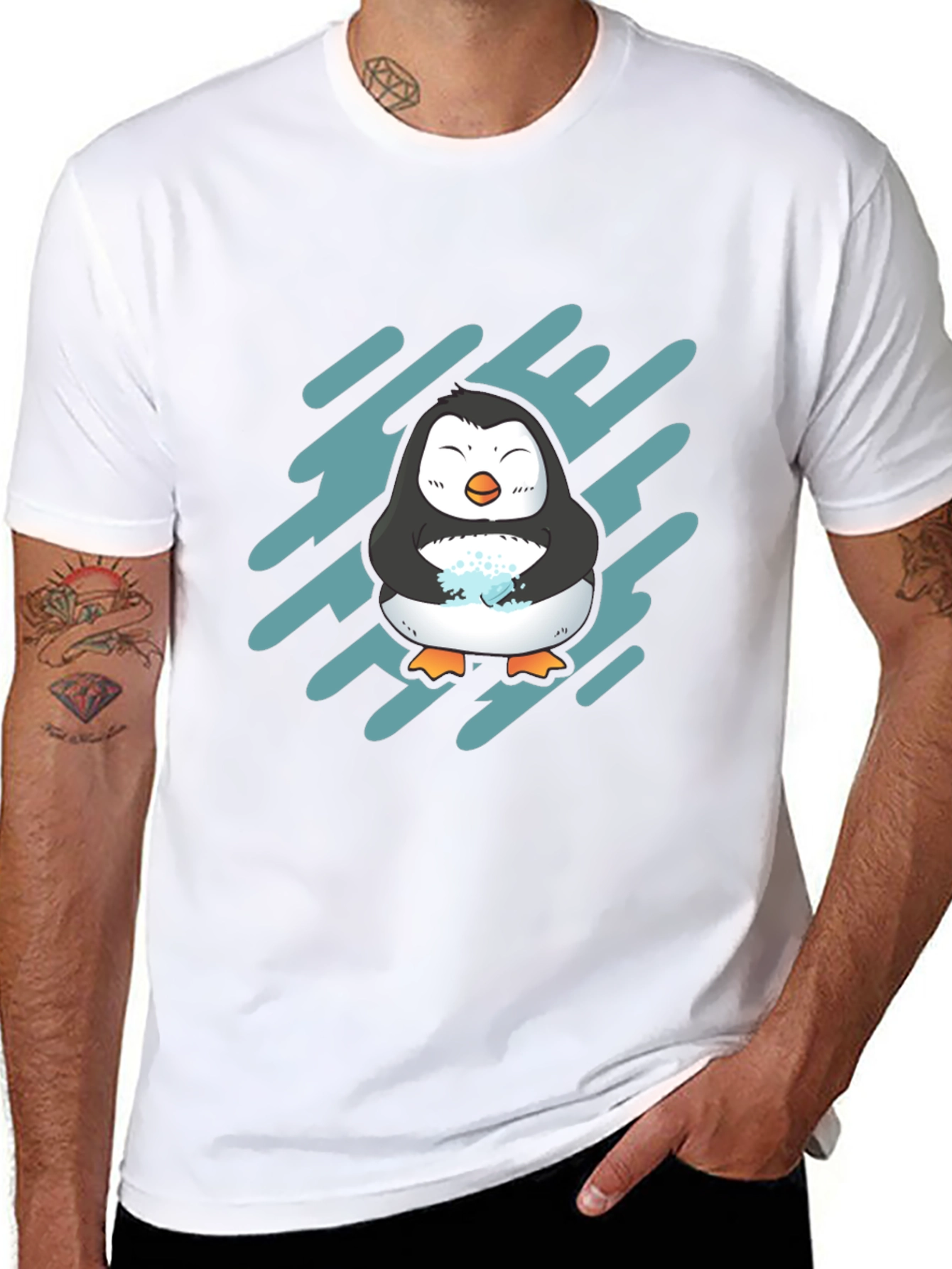 Cute Penguin Graphic Tee - Black Unisex T-Shirt