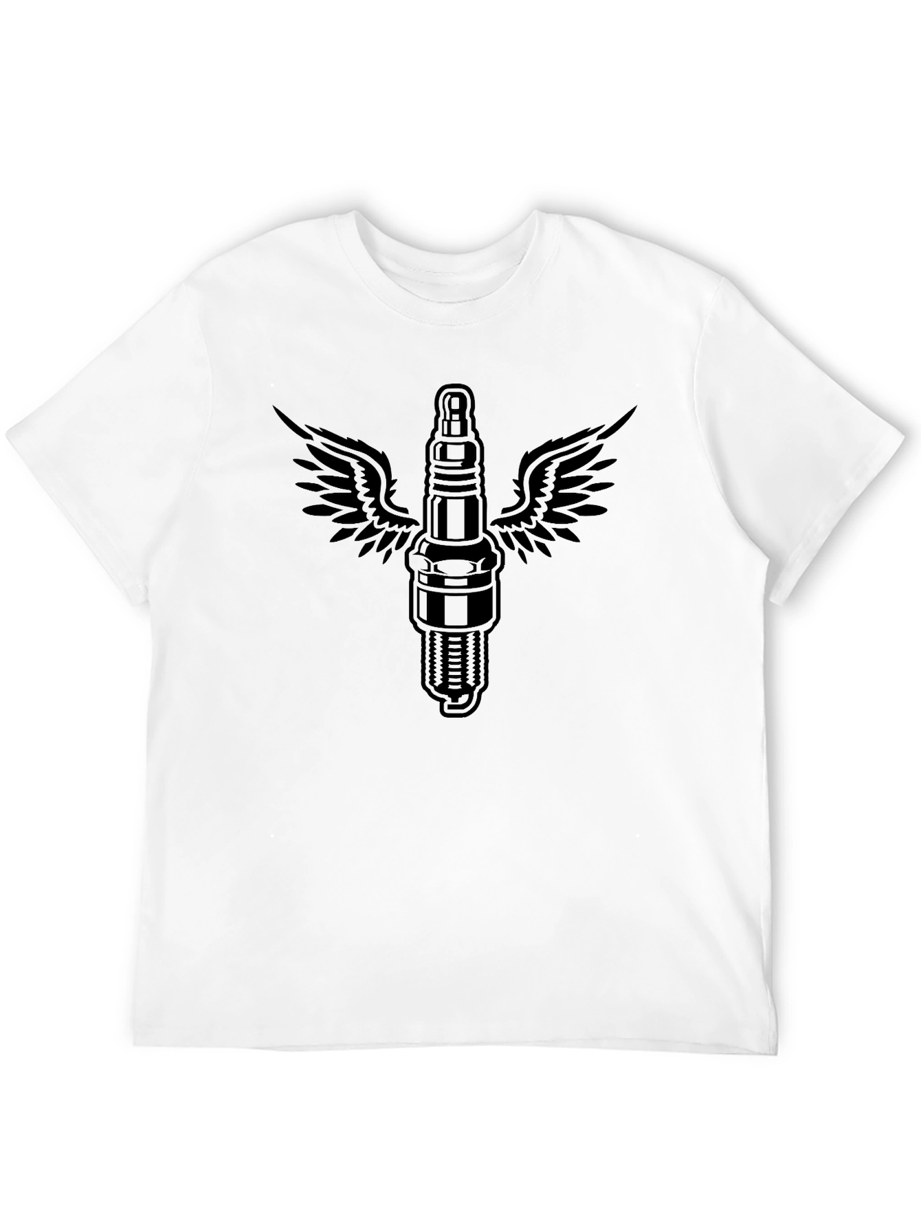Winged Spark Plug Graphic Tee - Black