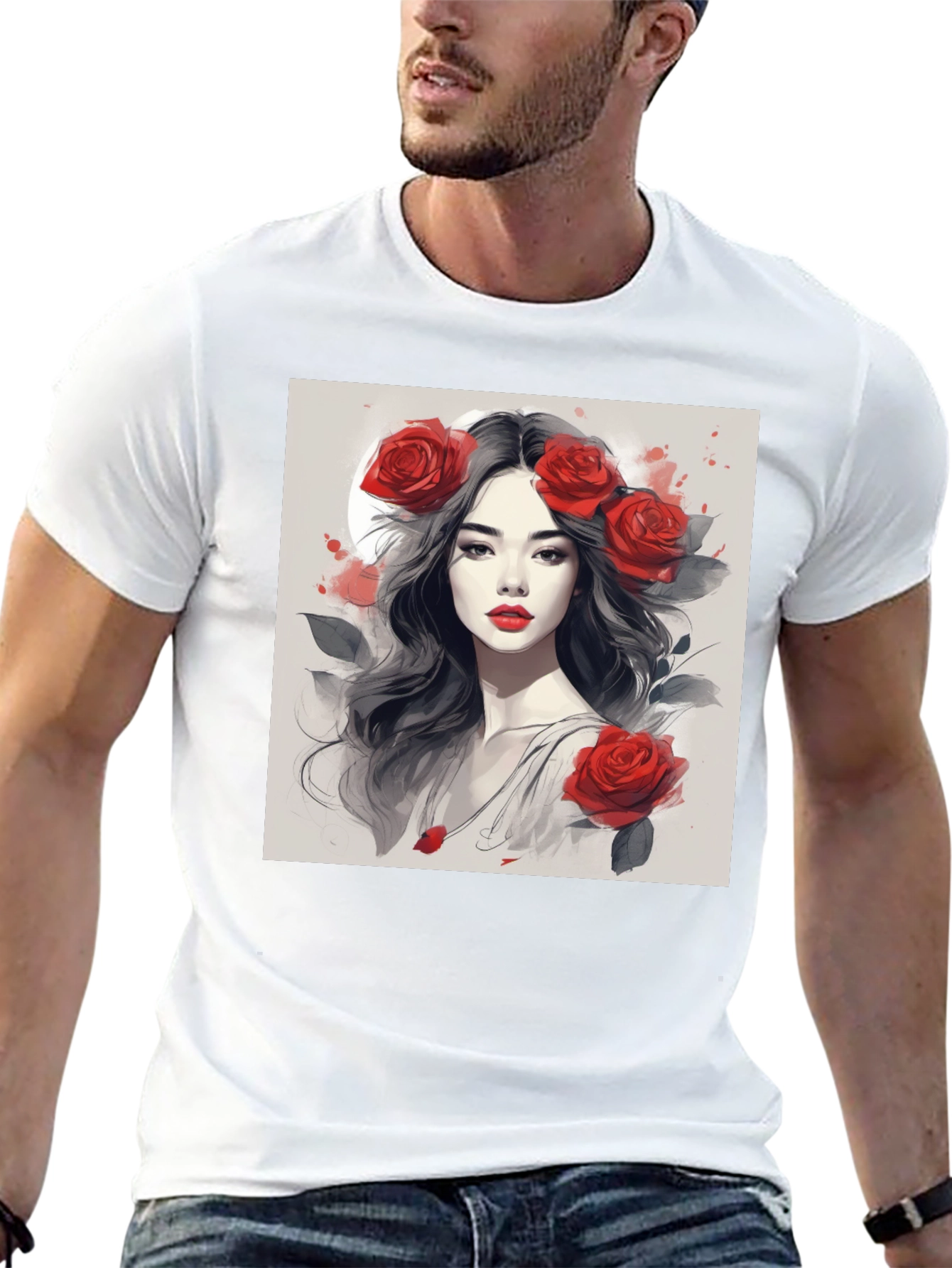 Rose Woman Graphic Tee - Black Casual Shirt