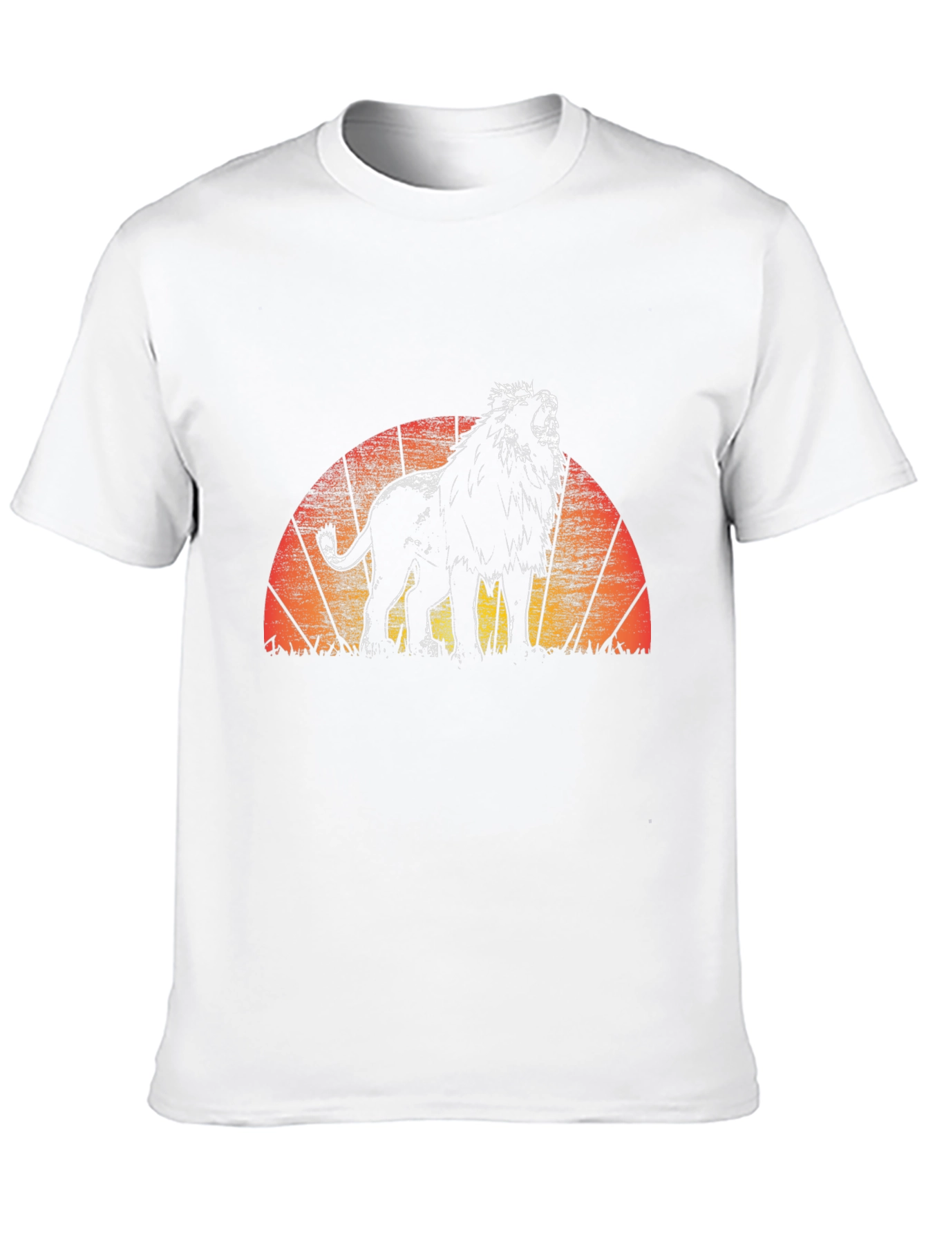 Lion Sunset Graphic Tee - Black Crew Neck T-Shirt