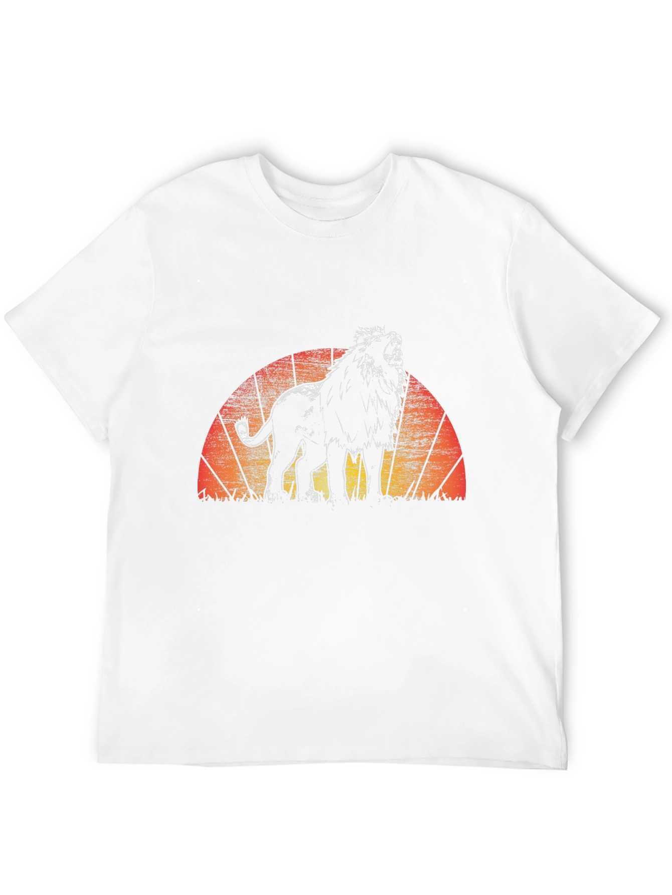 Lion Sunset Graphic Tee - Black Crew Neck T-Shirt