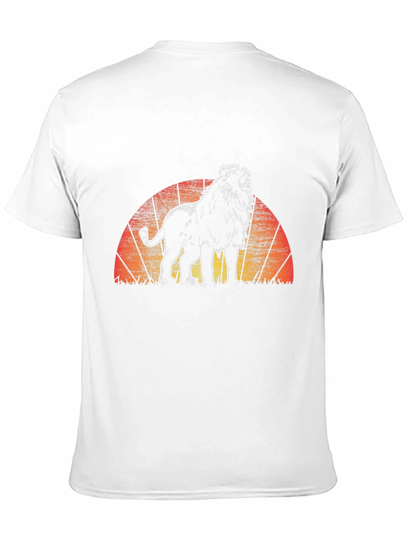 Lion Sunset Graphic Tee - Black Crew Neck T-Shirt