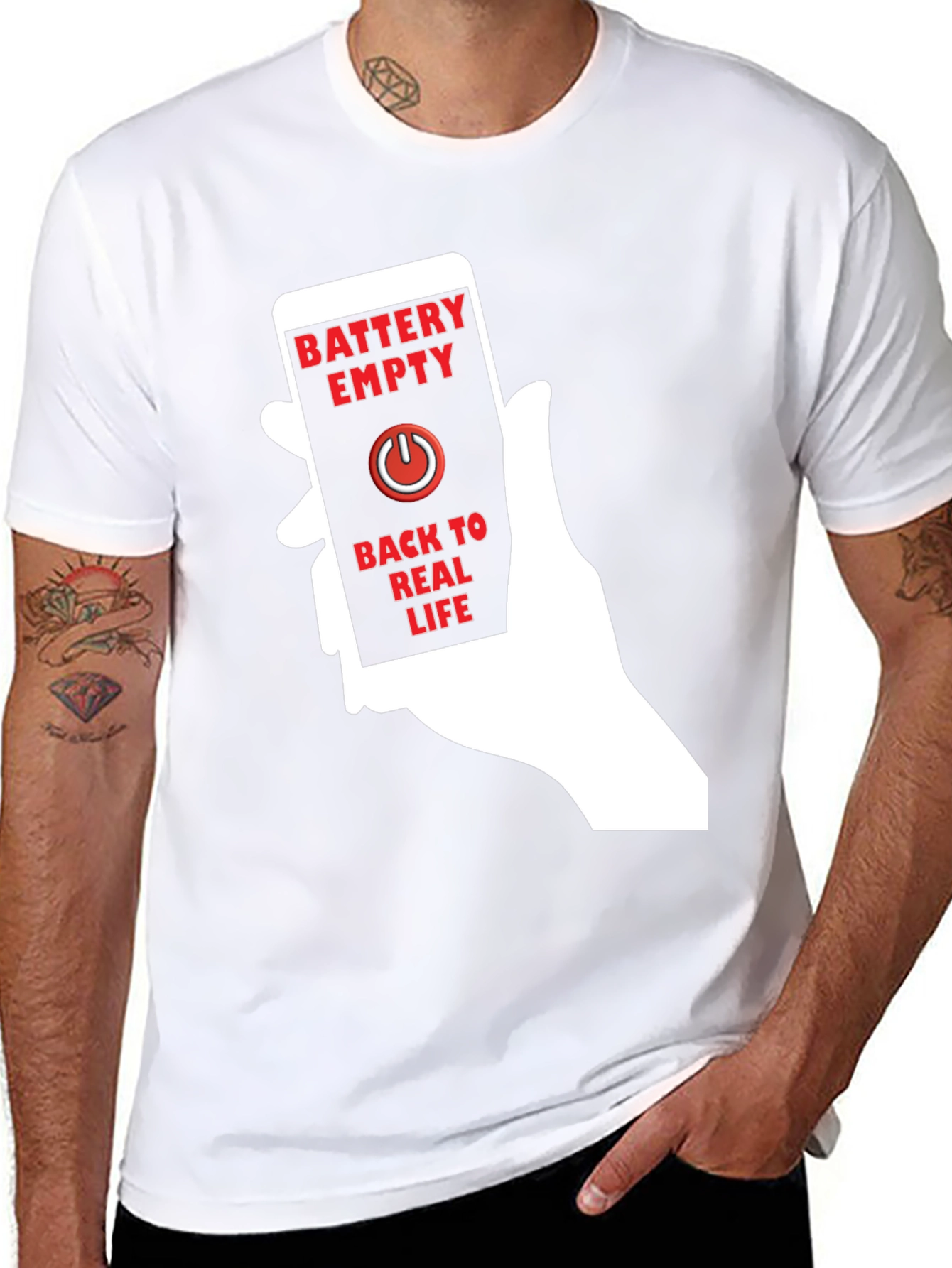 Battery Empty Back To Real Life Graphic Tee