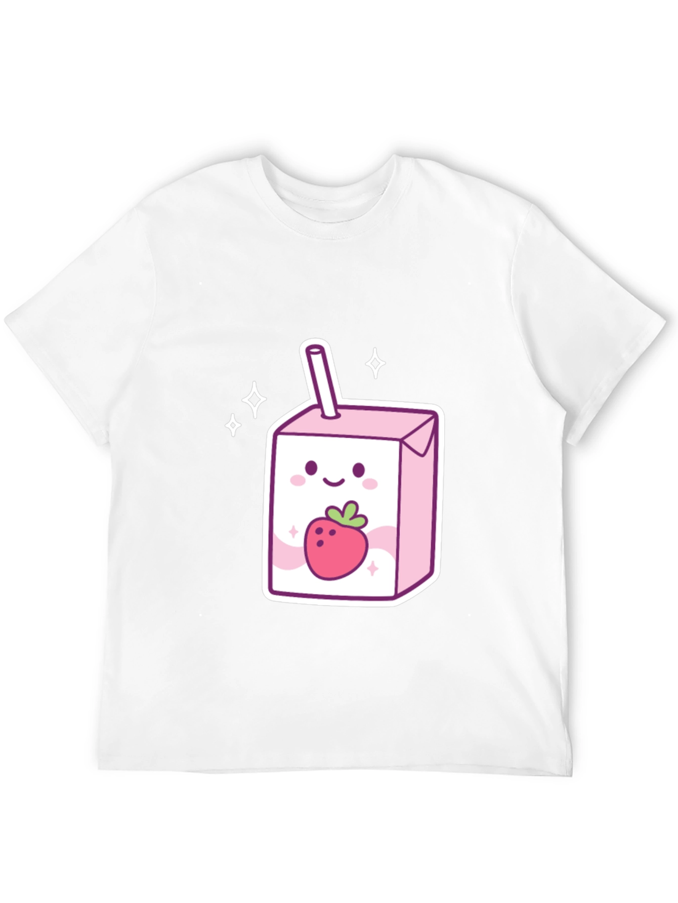 Cute Strawberry Milk Carton Graphic Tee - Black