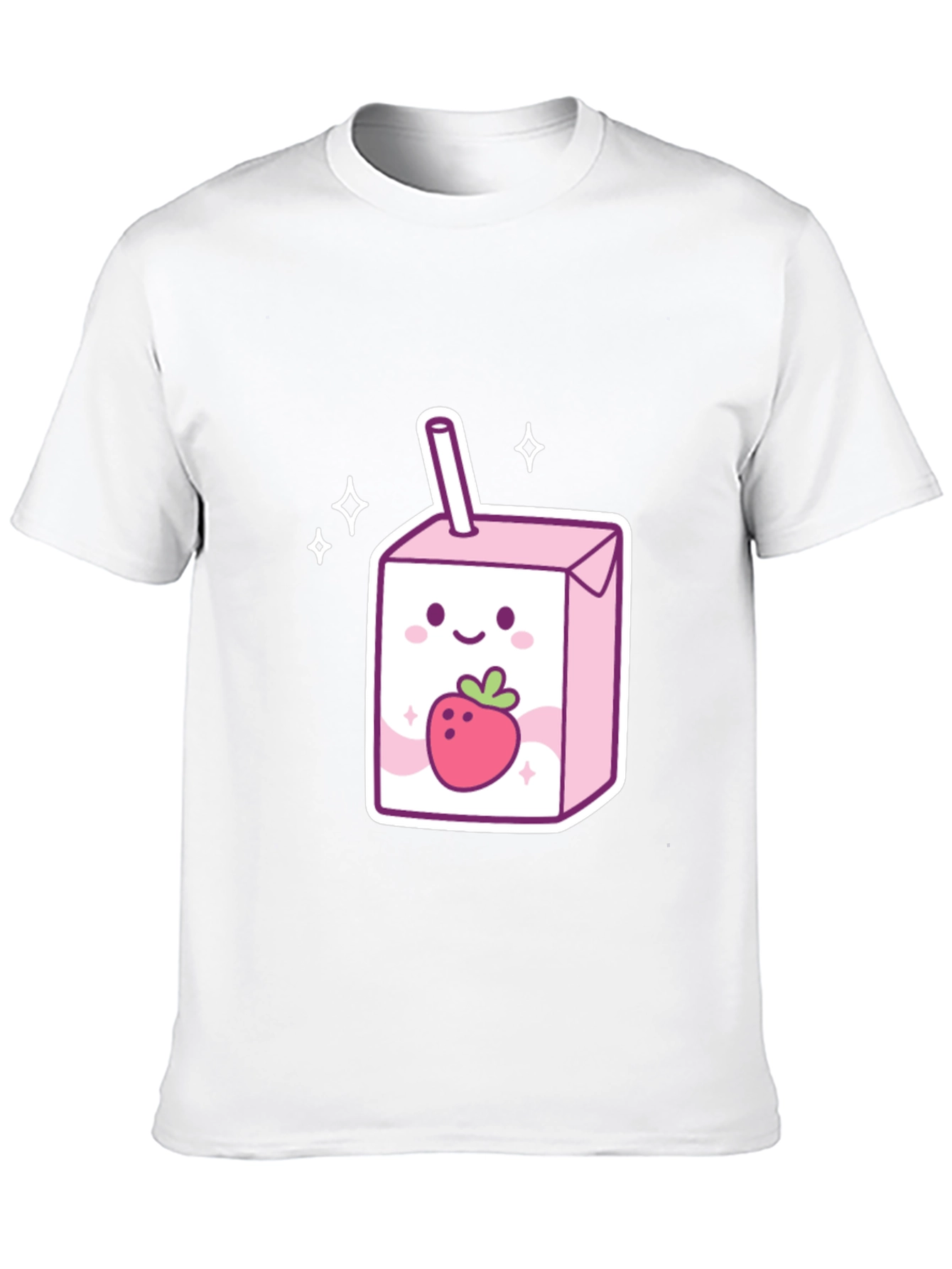 Cute Strawberry Milk Carton Graphic Tee - Black