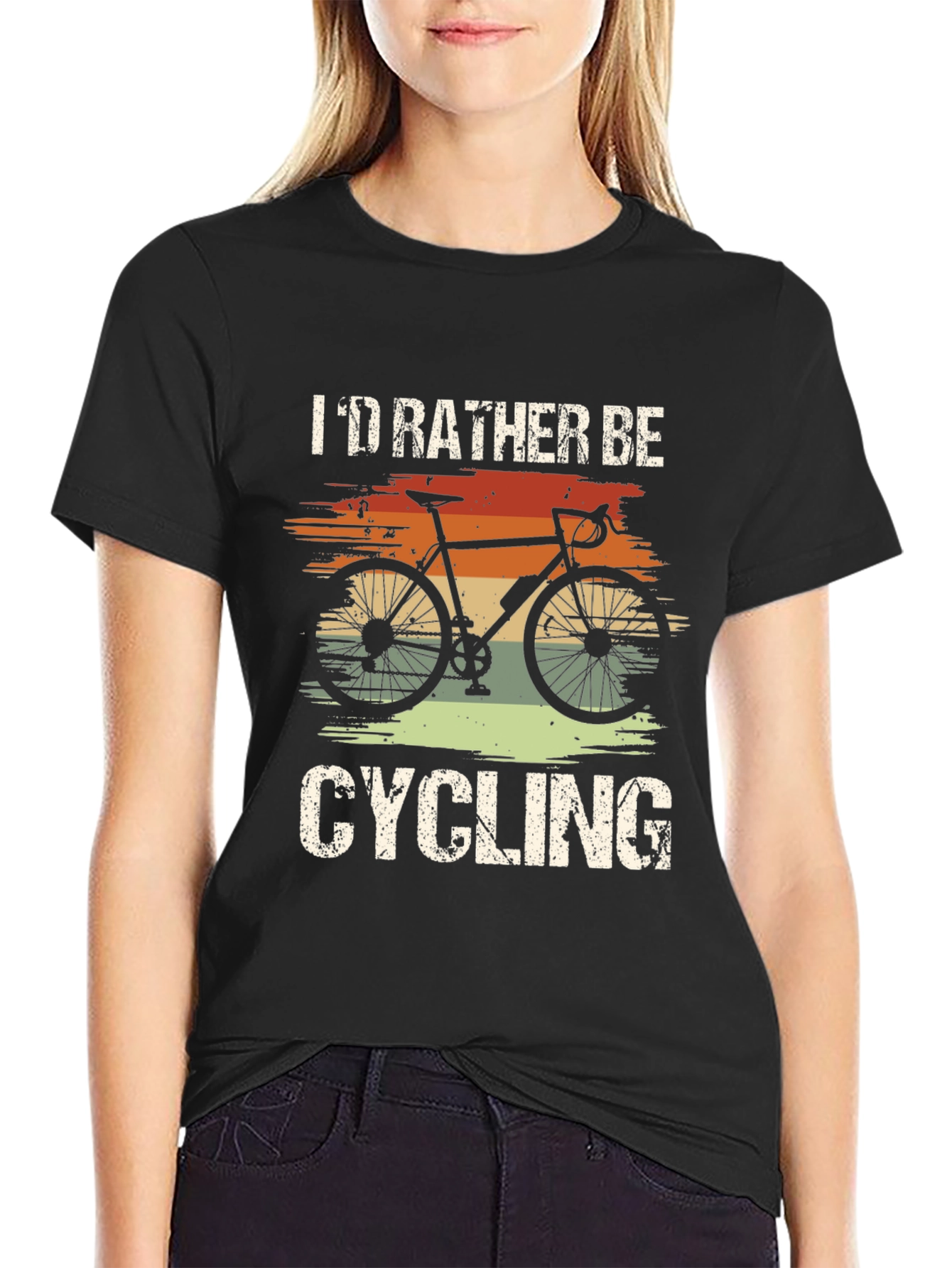 Id Rather Be Cycling Black T-Shirt