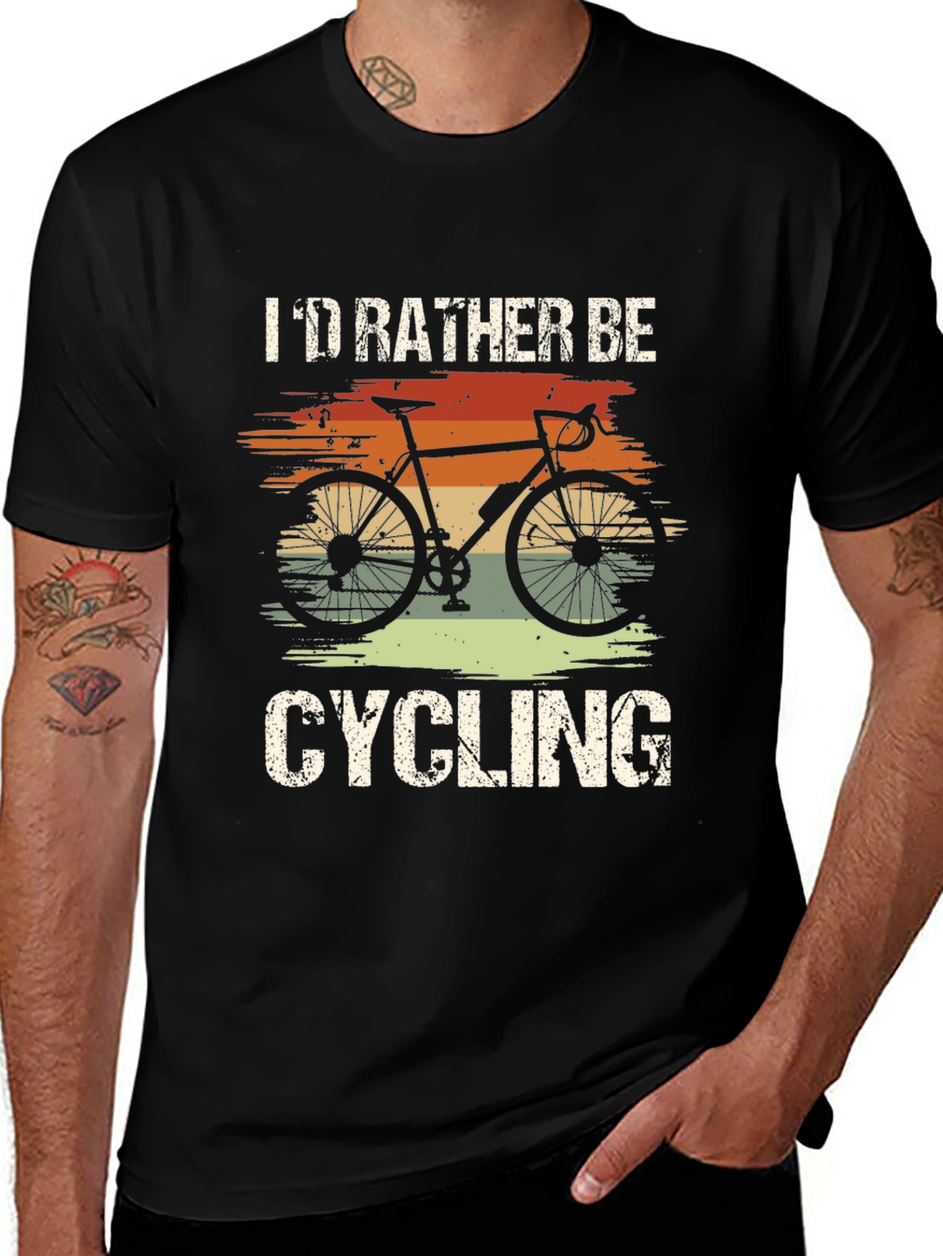 Id Rather Be Cycling Black T-Shirt