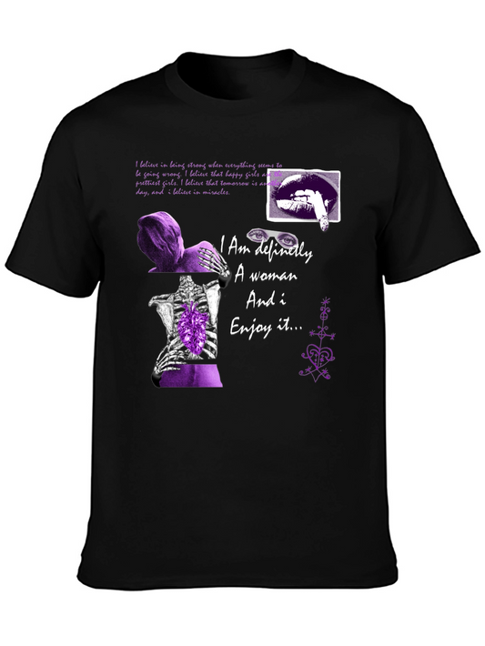 Edgy Purple Graphic Tee - I Am Definitely A Woman
