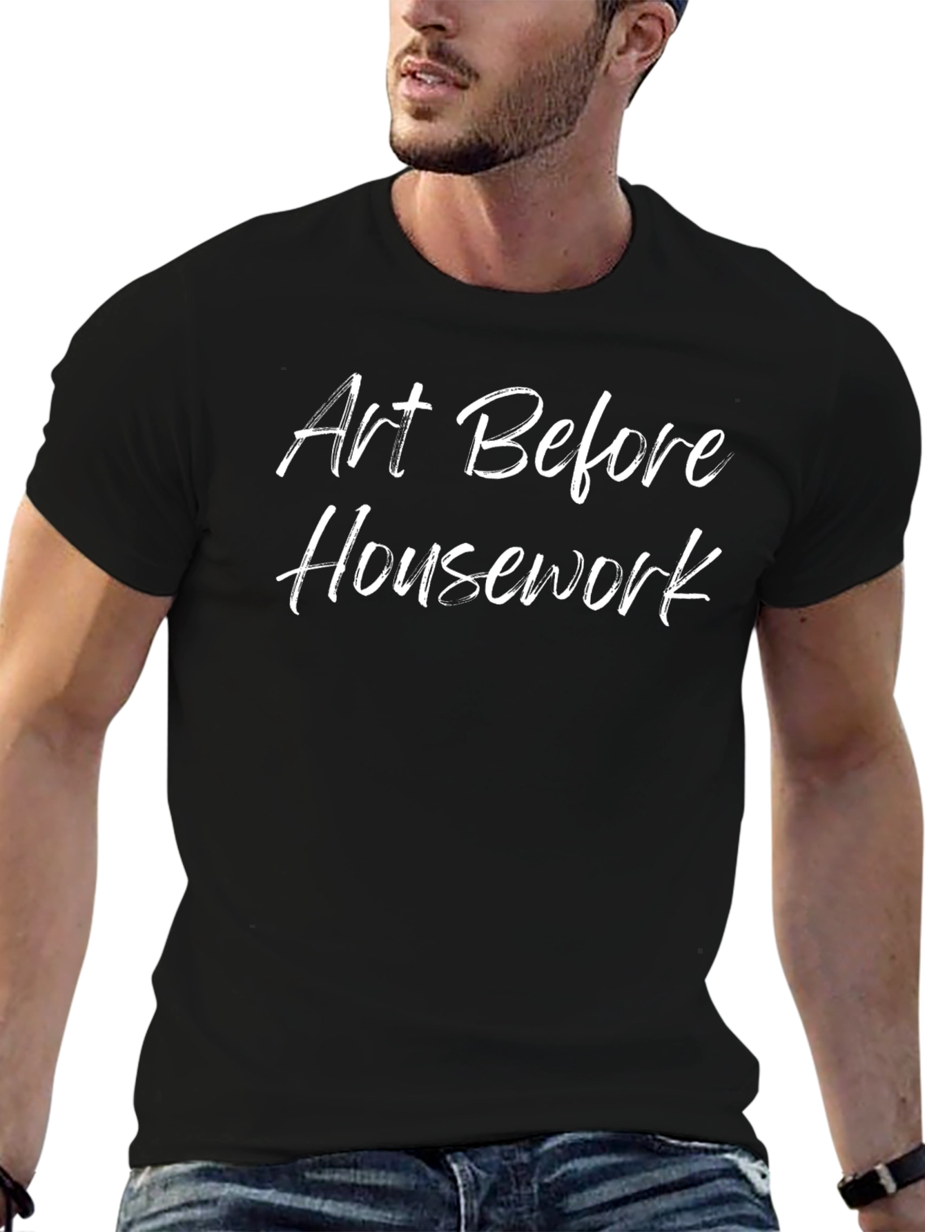 Art Before Housework Black Graphic Tee