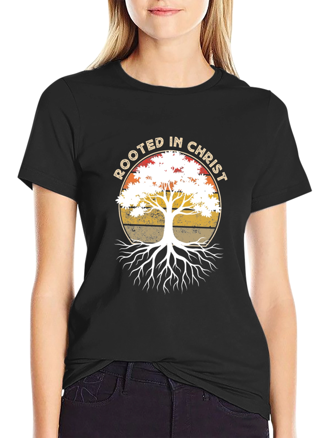 Rooted in Christ Tree Graphic Tee - Black