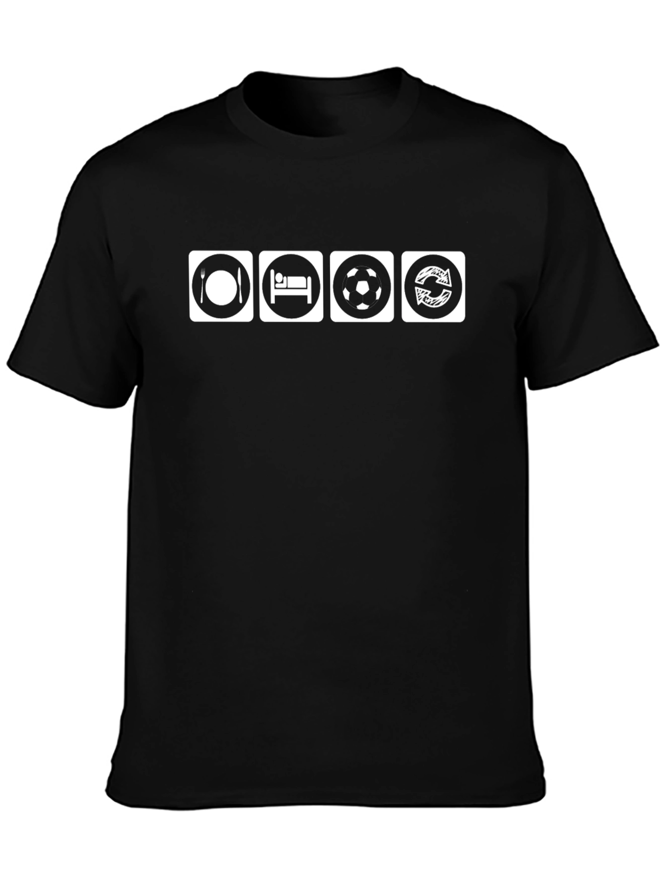 Eat Sleep Football Repeat Black Graphic Tee