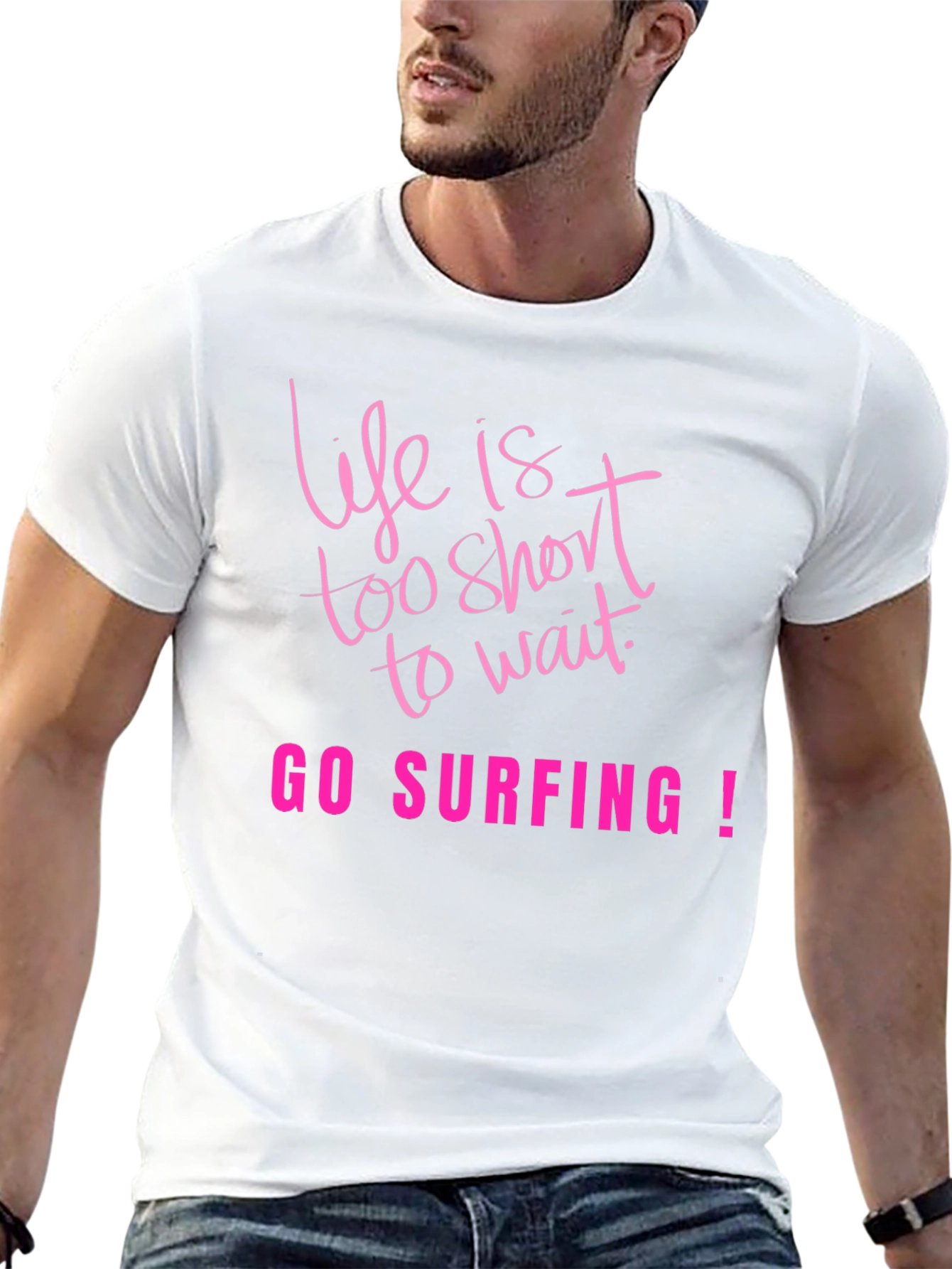 Life Is Too Short Go Surfing Black T-Shirt