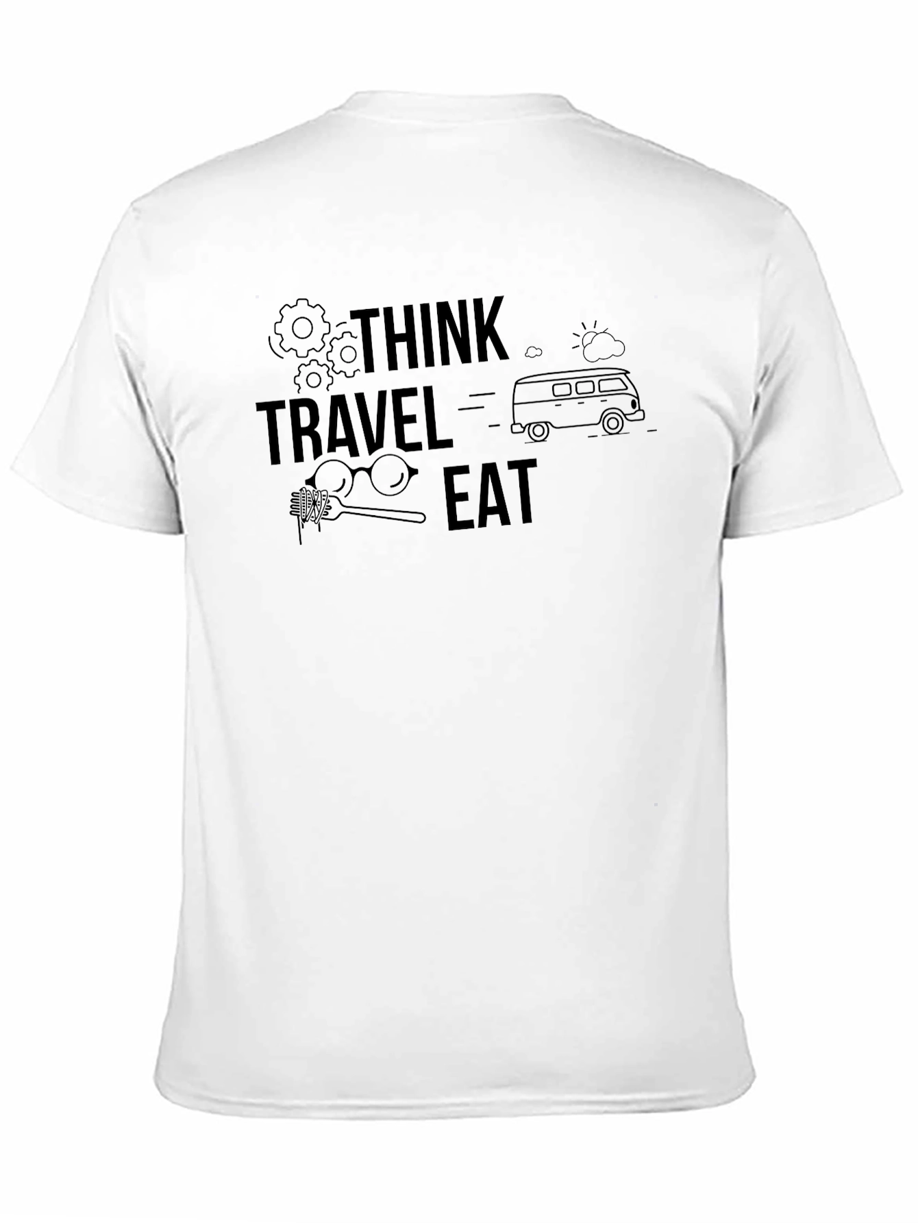 Think Travel Eat Black Graphic Tee