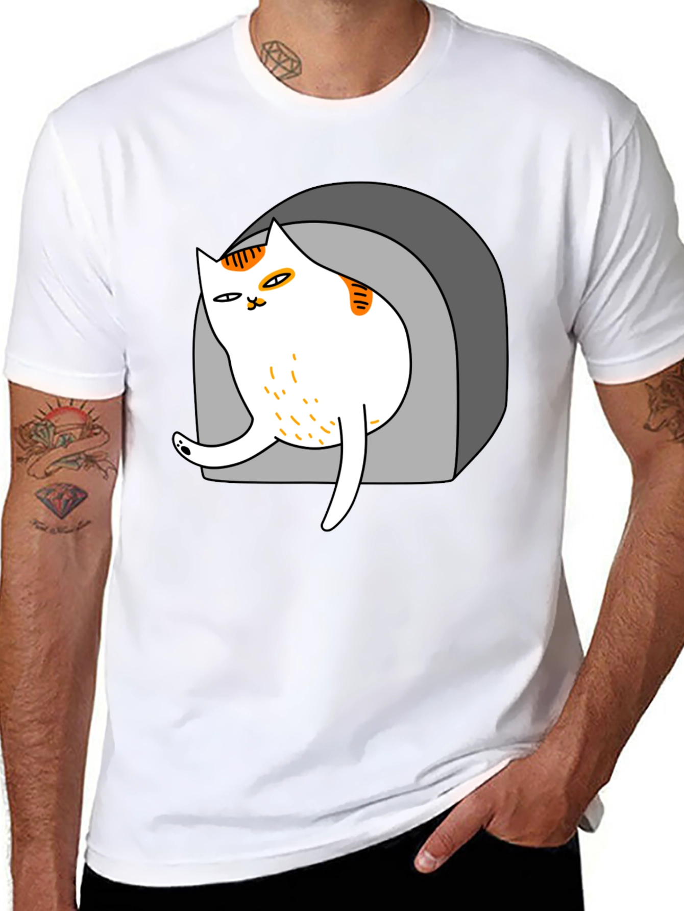 Cool Cat in Cave Graphic Tee - Black