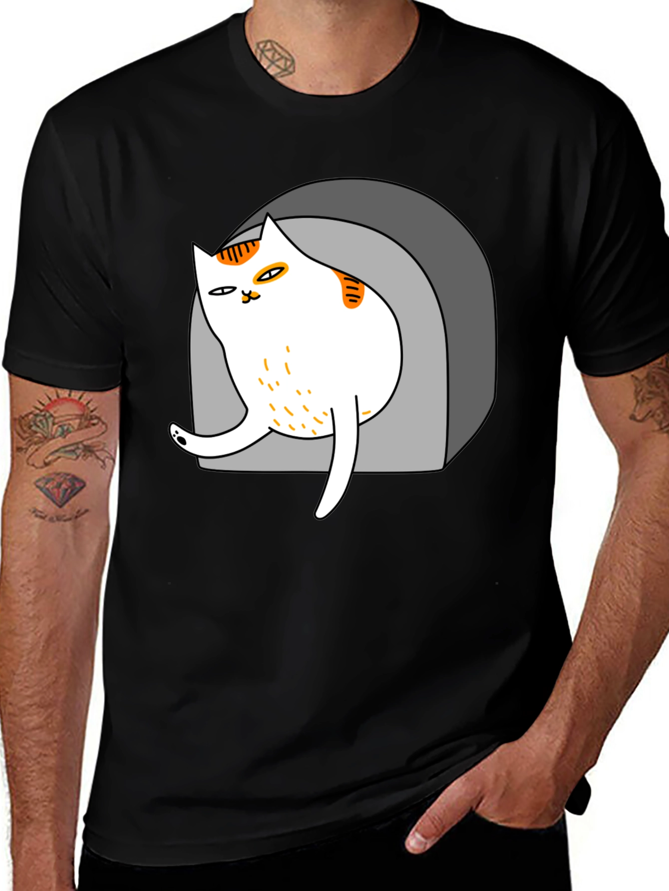 Cool Cat in Cave Graphic Tee - Black