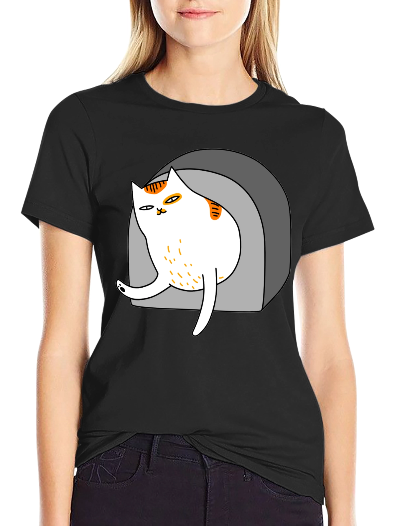 Cool Cat in Cave Graphic Tee - Black