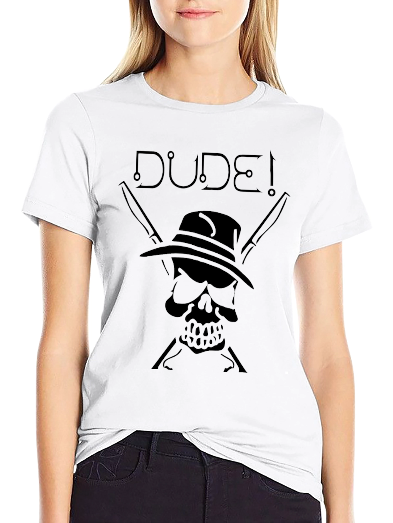 Dude! Skull & Knives Graphic T-Shirt - Black