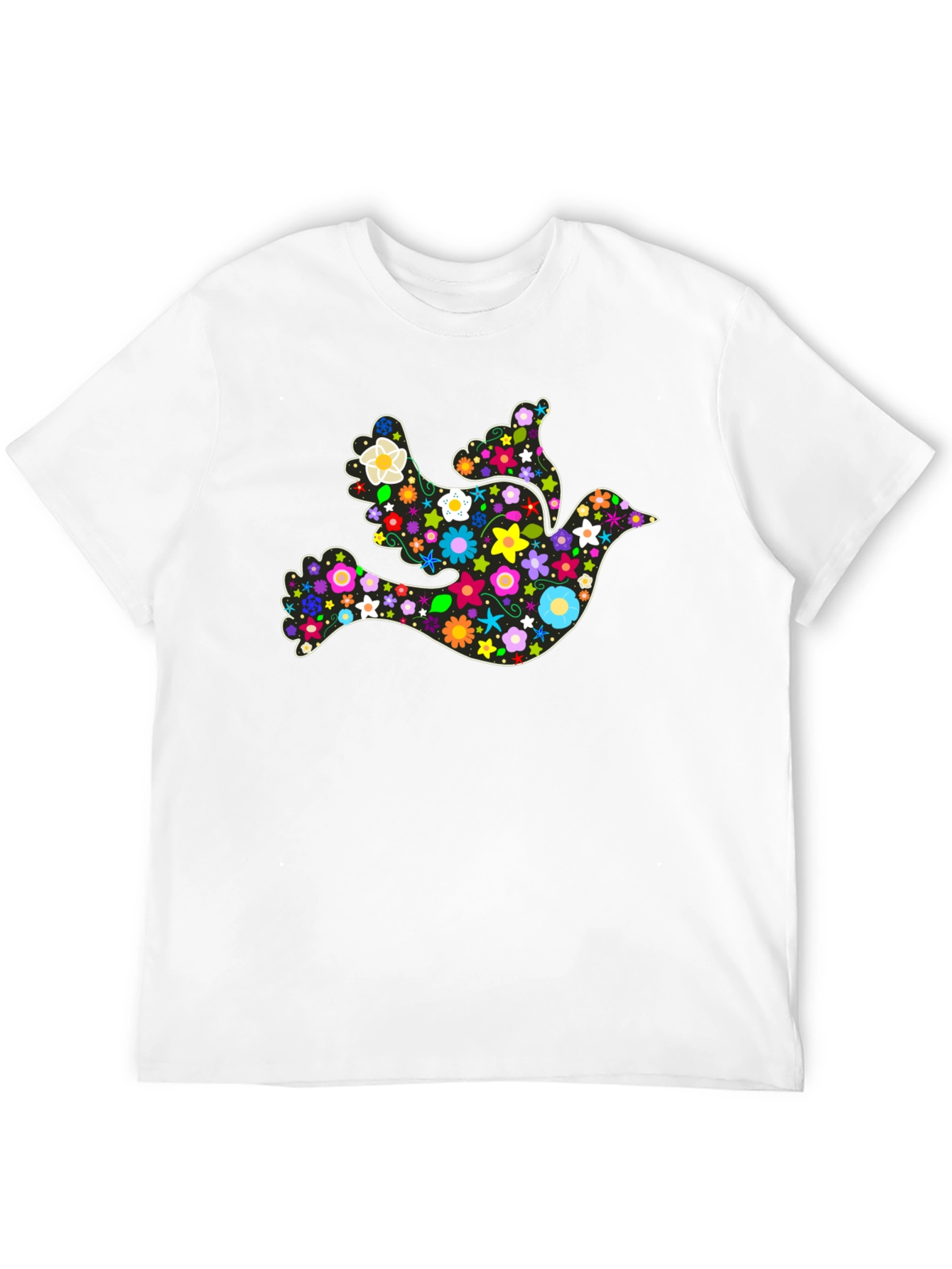 Floral Dove Peace Symbol Graphic T-Shirt