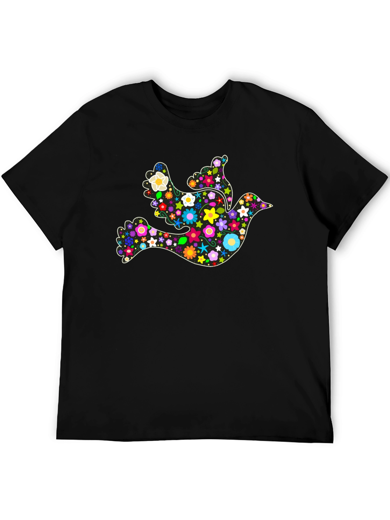 Floral Dove Peace Symbol Graphic T-Shirt