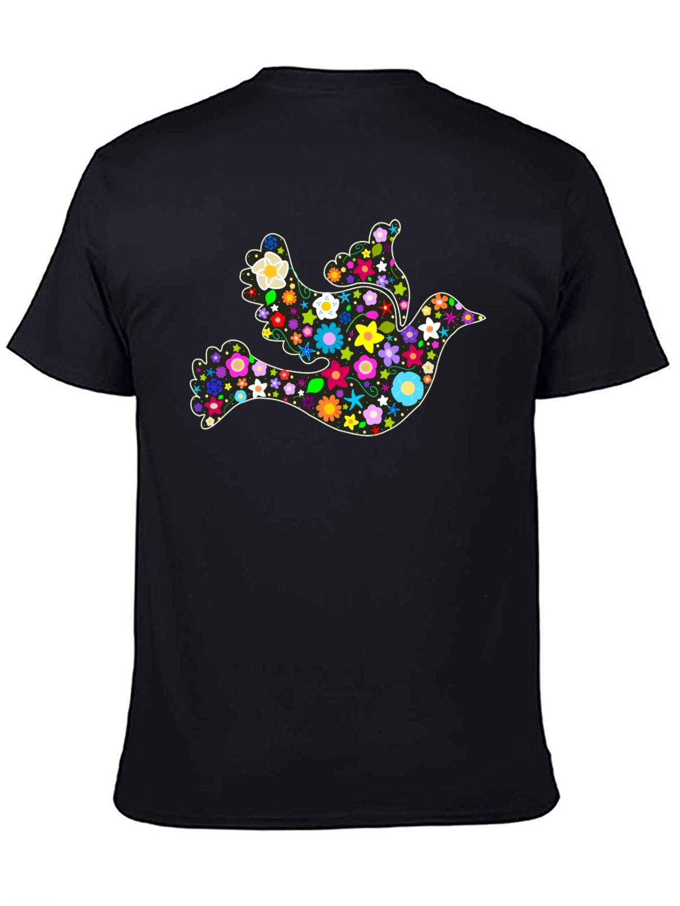 Floral Dove Peace Symbol Graphic T-Shirt