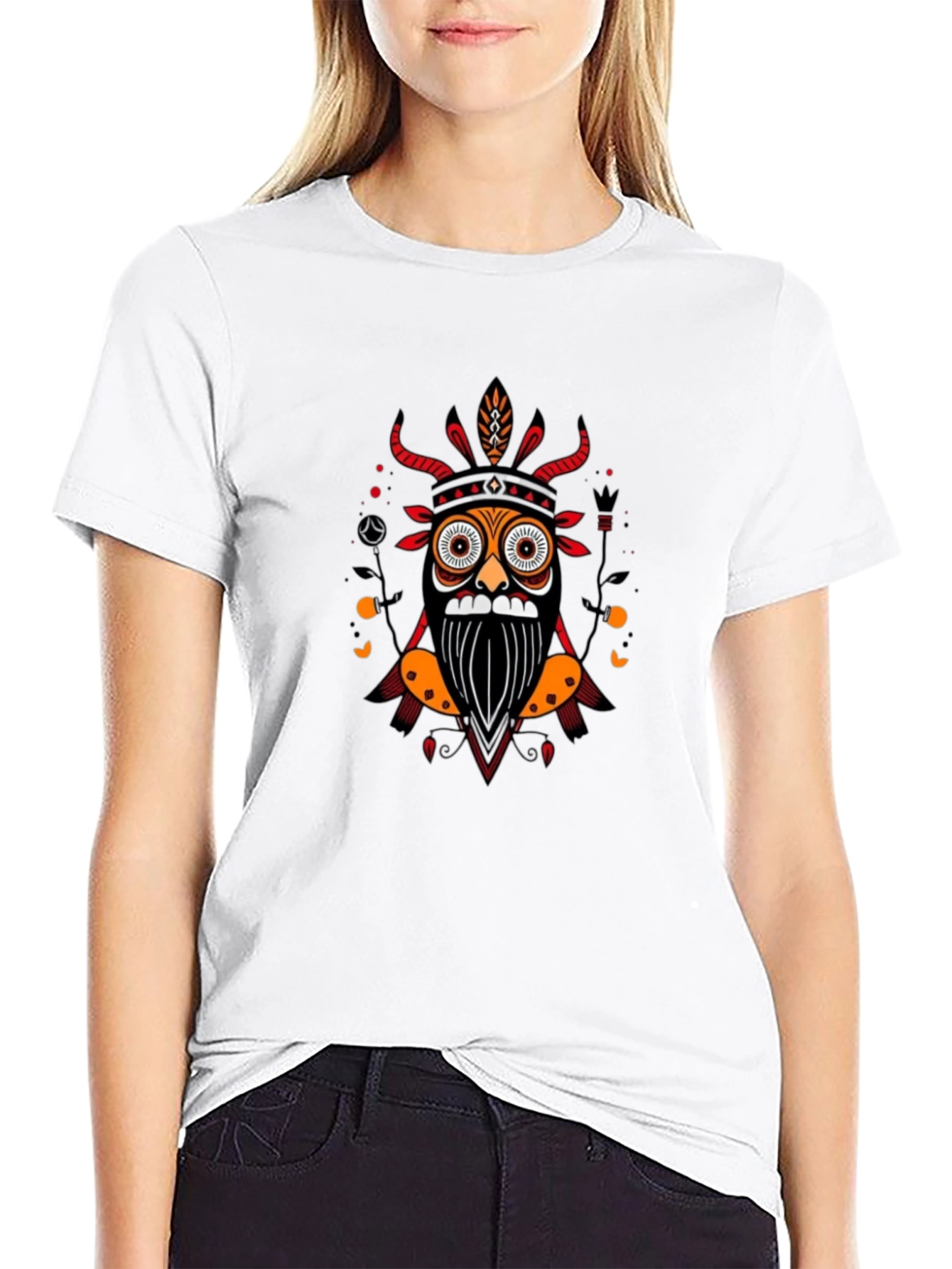 Tribal Mask Graphic Black T-Shirt