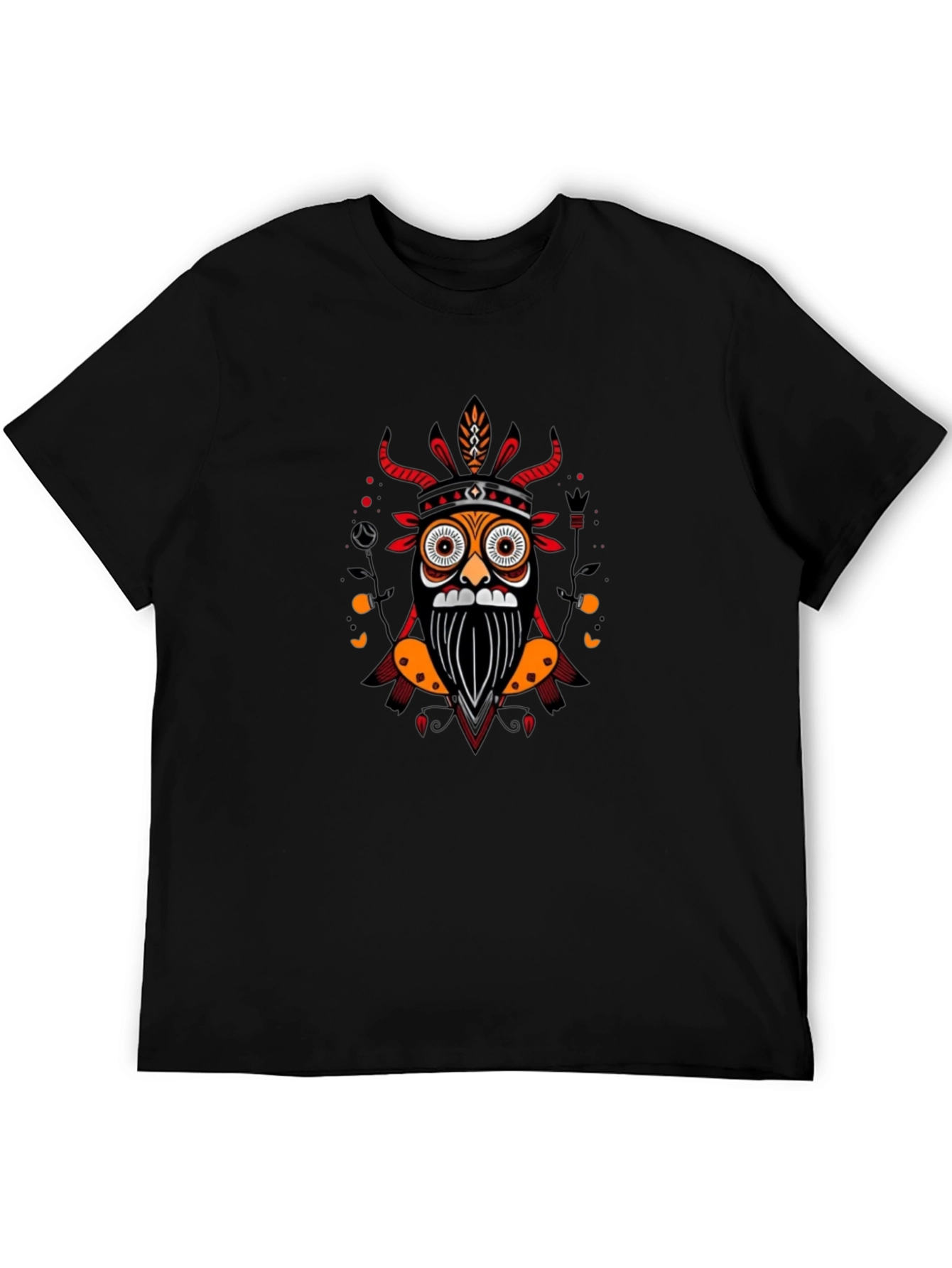 Tribal Mask Graphic Black T-Shirt