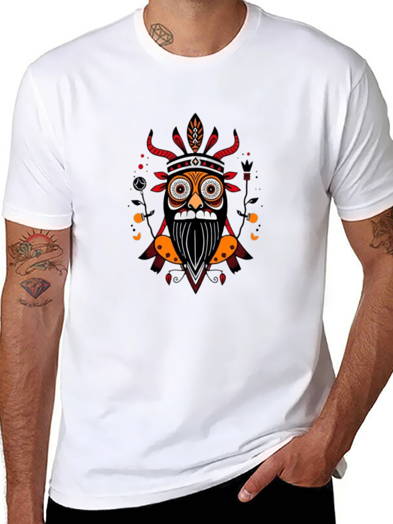 Tribal Mask Graphic Black T-Shirt