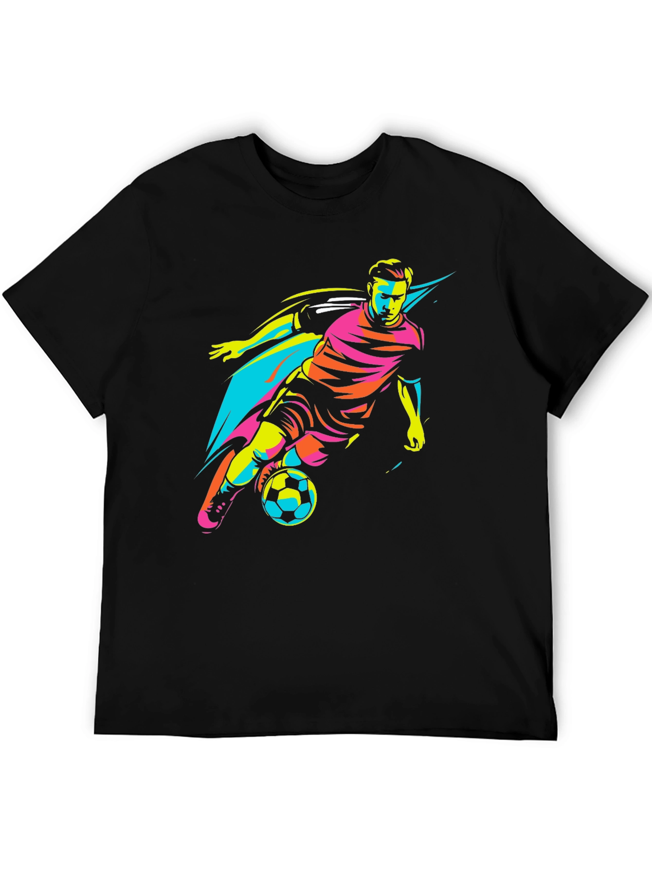 Cool Soccer Player Graphic Tee - Black T-Shirt