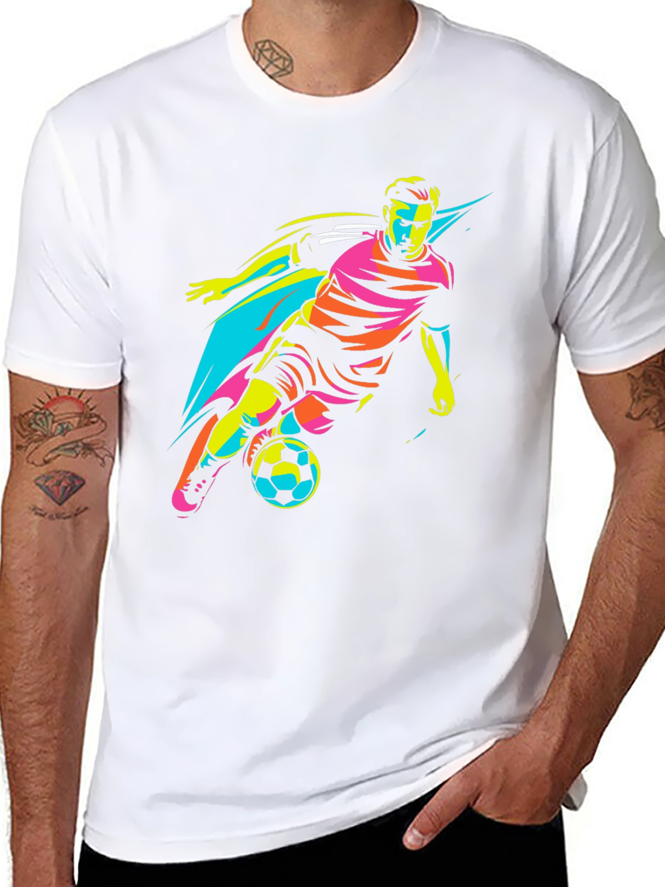 Cool Soccer Player Graphic Tee - Black T-Shirt