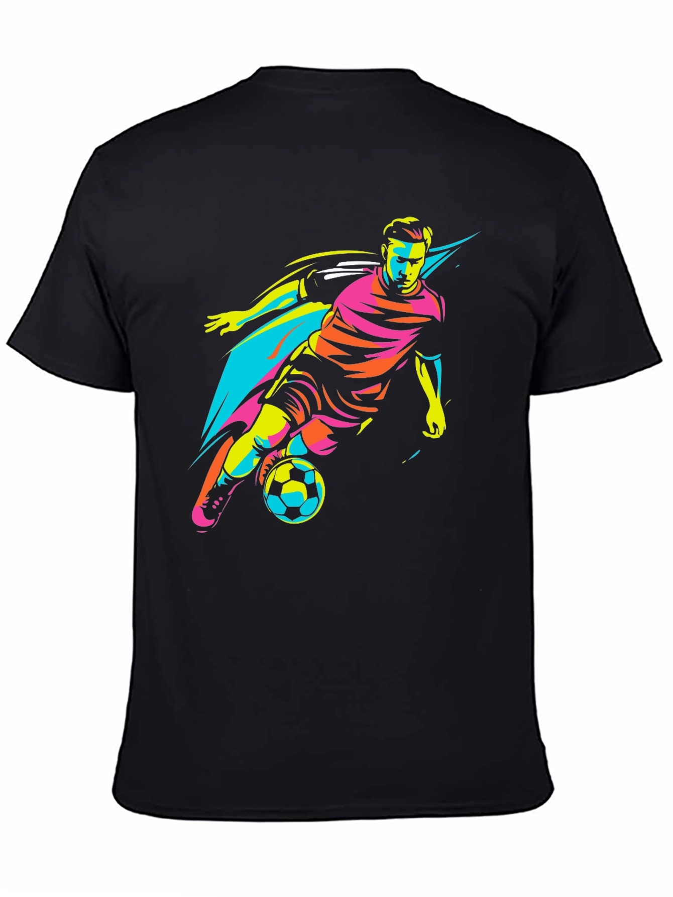 Cool Soccer Player Graphic Tee - Black T-Shirt