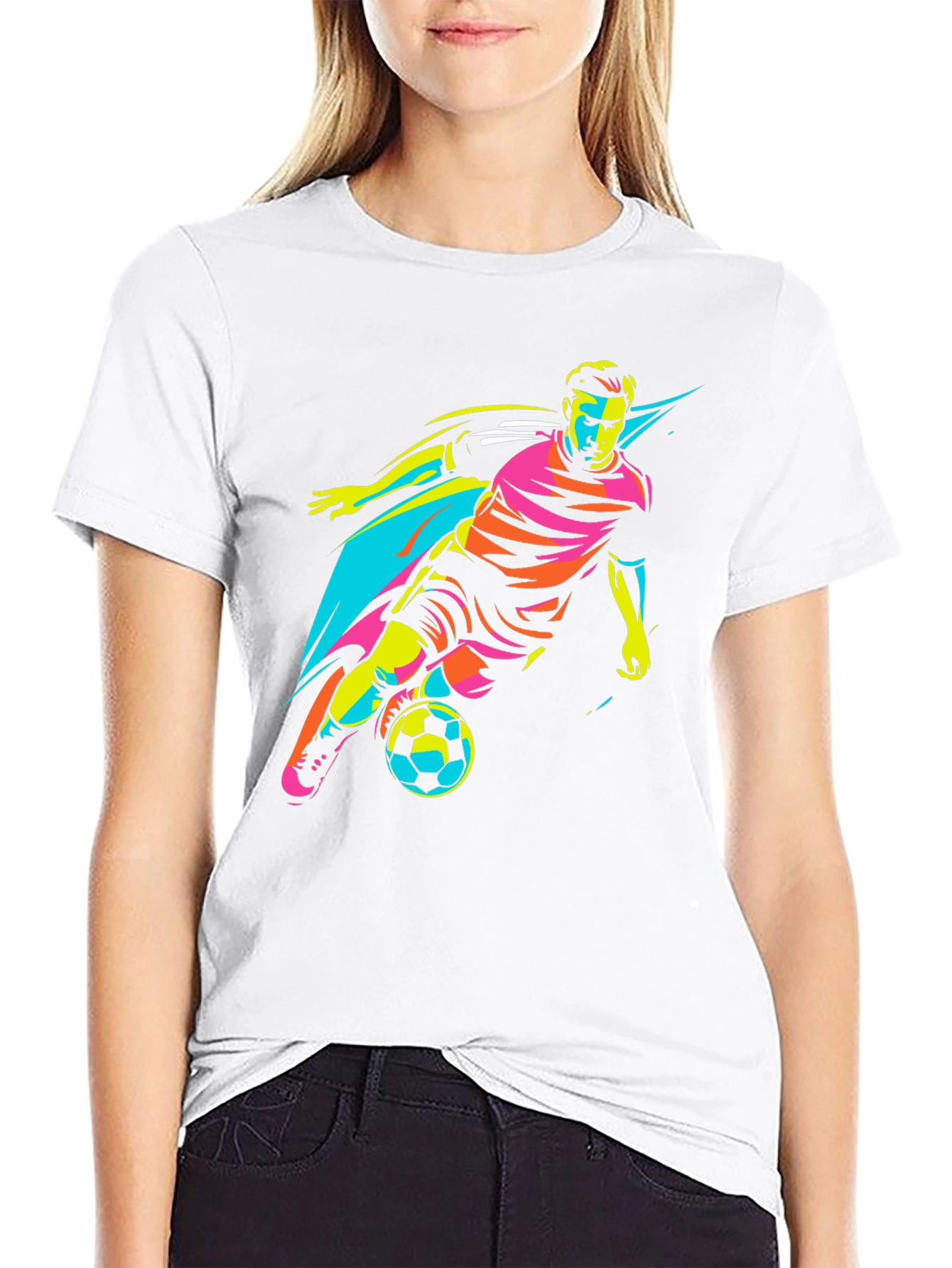 Cool Soccer Player Graphic Tee - Black T-Shirt