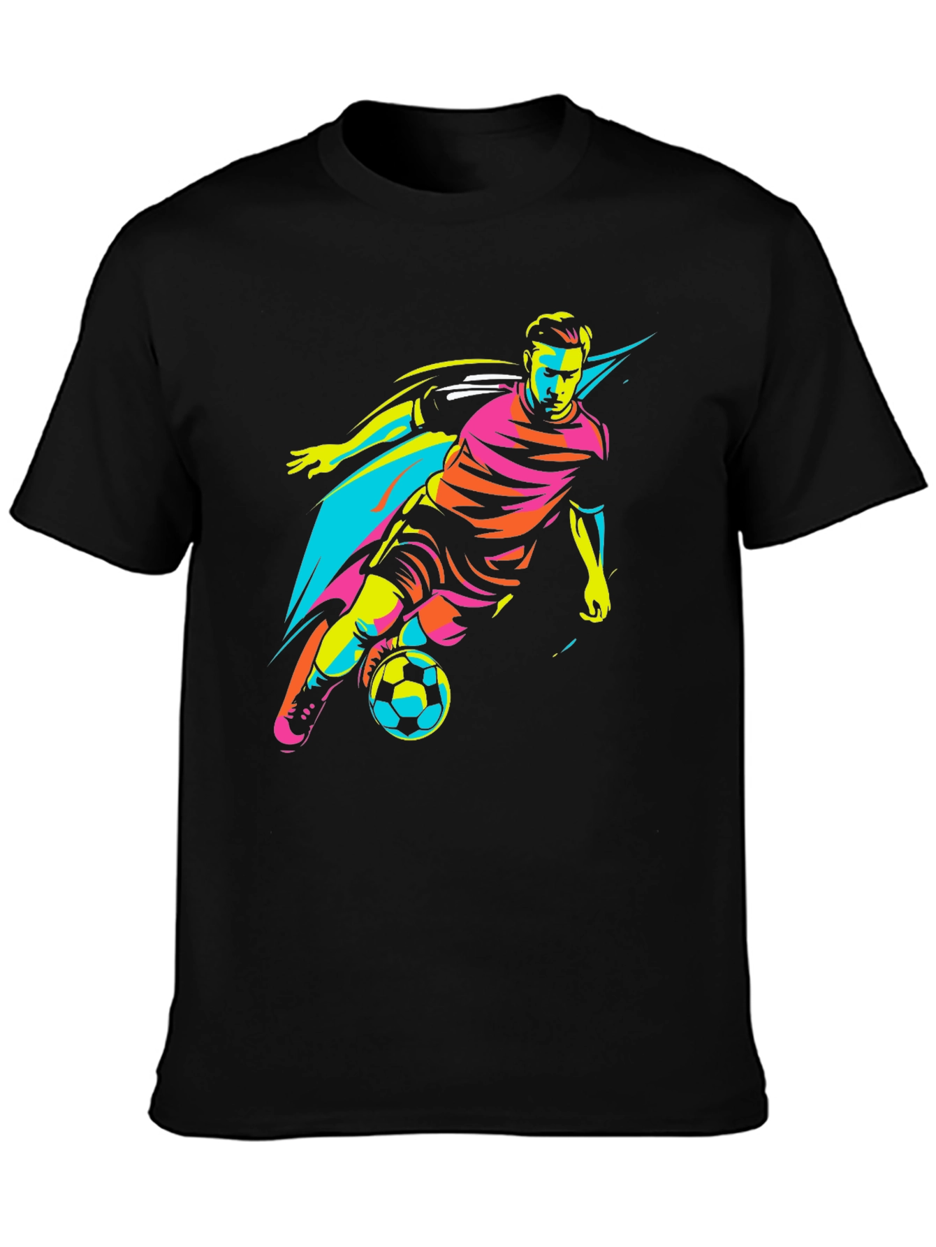 Cool Soccer Player Graphic Tee - Black T-Shirt
